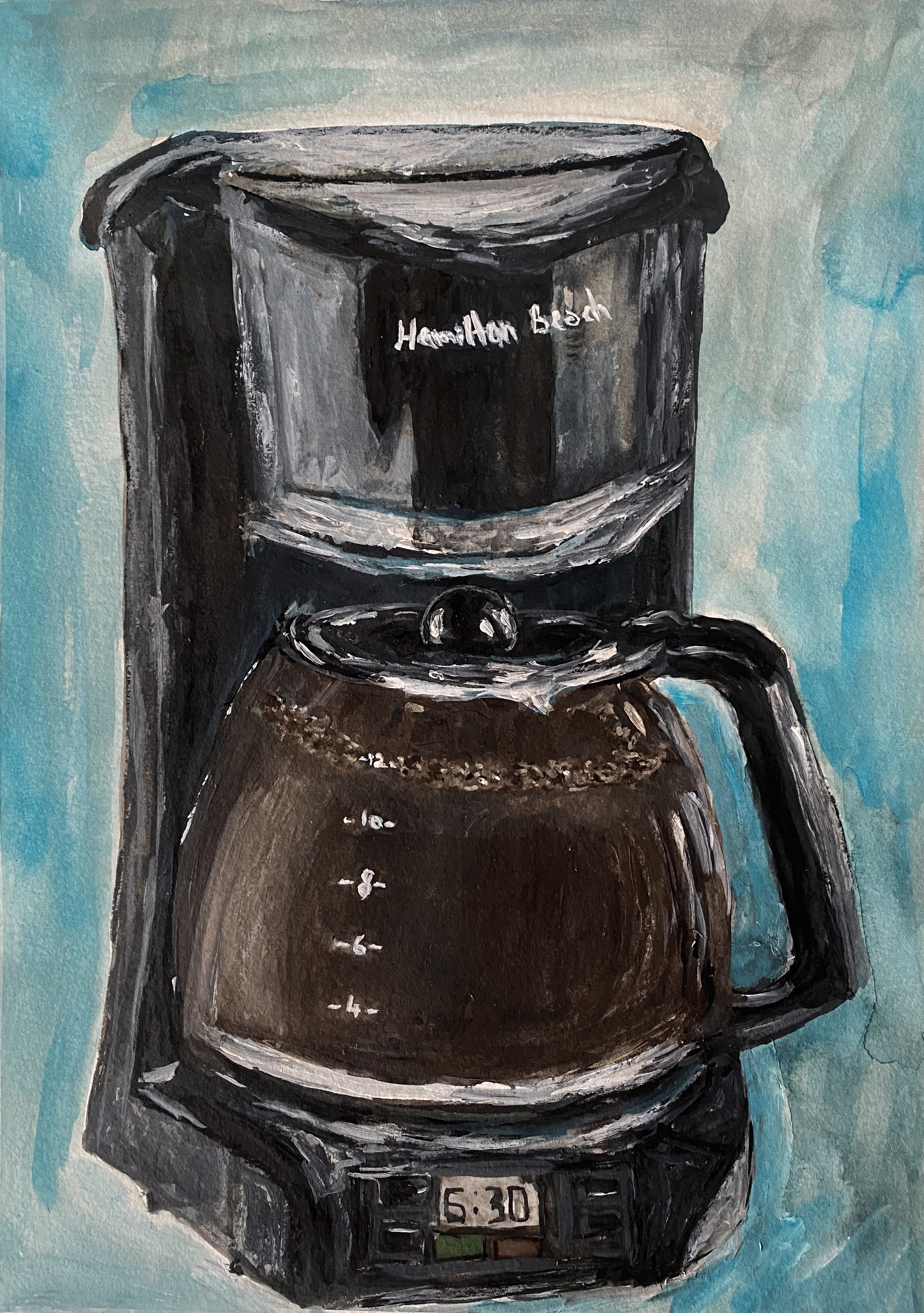 Day 266: "Coffee Maker", Original Watercolor on Paper, 9x12"