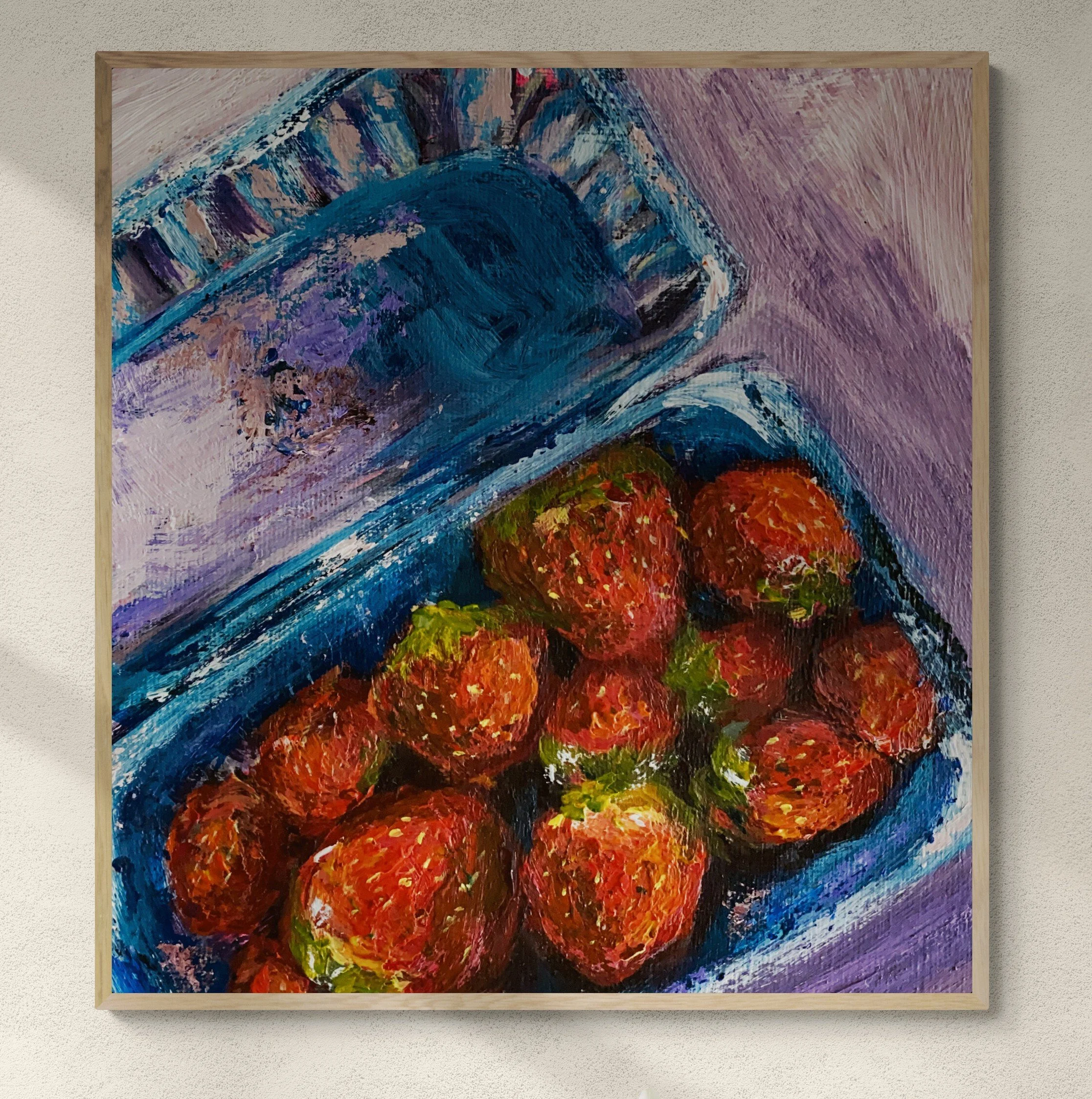 box of strawberries framed