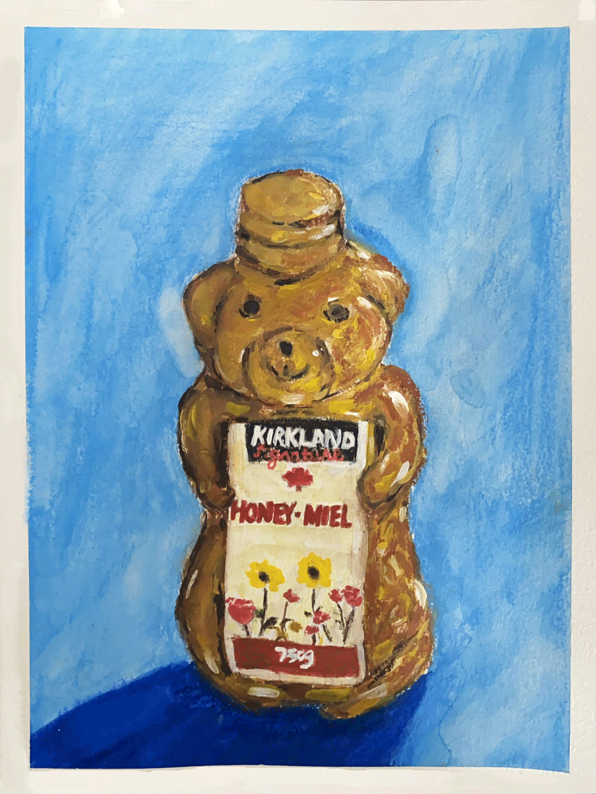 honey bear on blue background. png