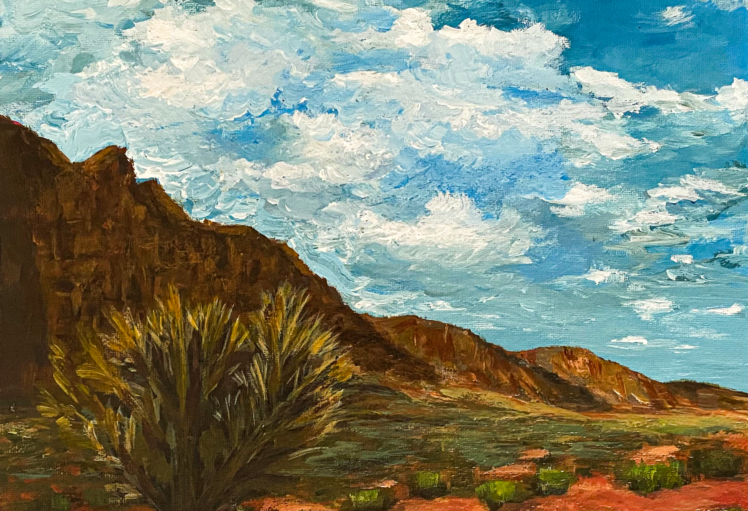 acrylic painting original western desert mountain landscape utah