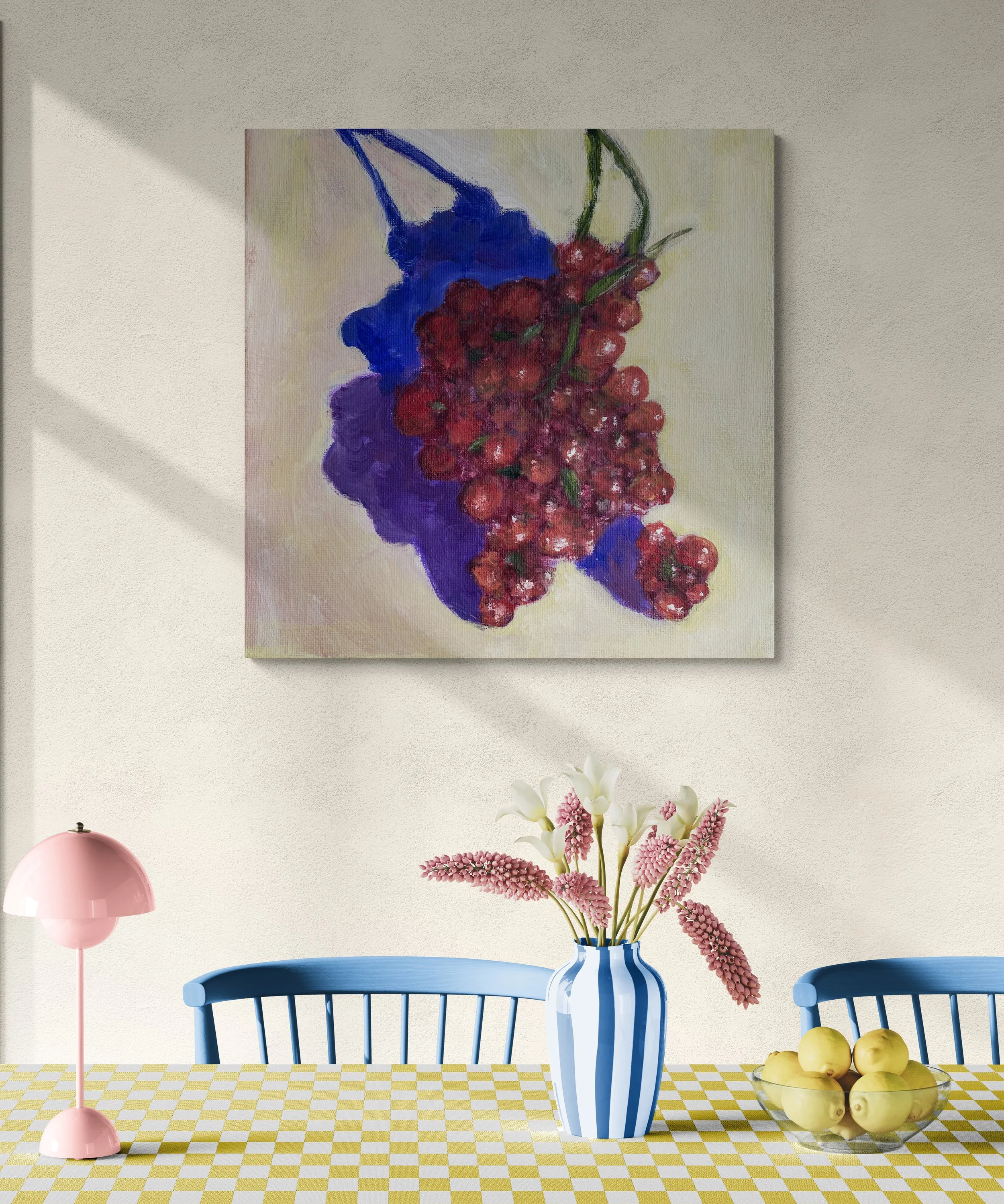 red grapes on creamy background hung in dining room.jpg