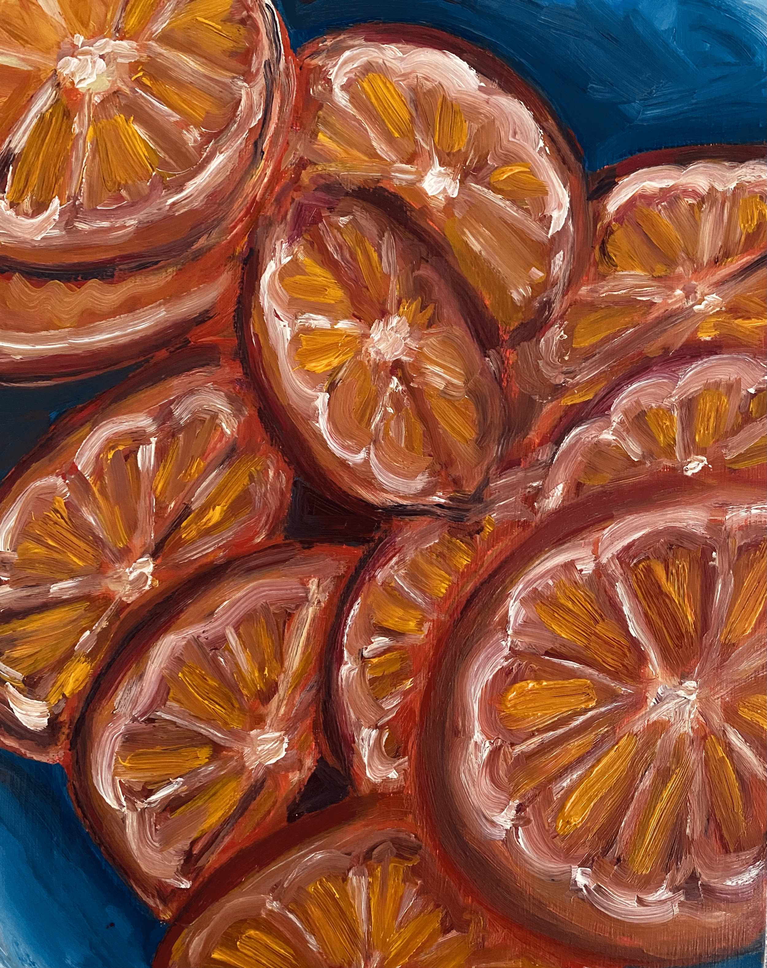 Day 22/365: "Oranges" oil on cradled wood panel, 10x8"