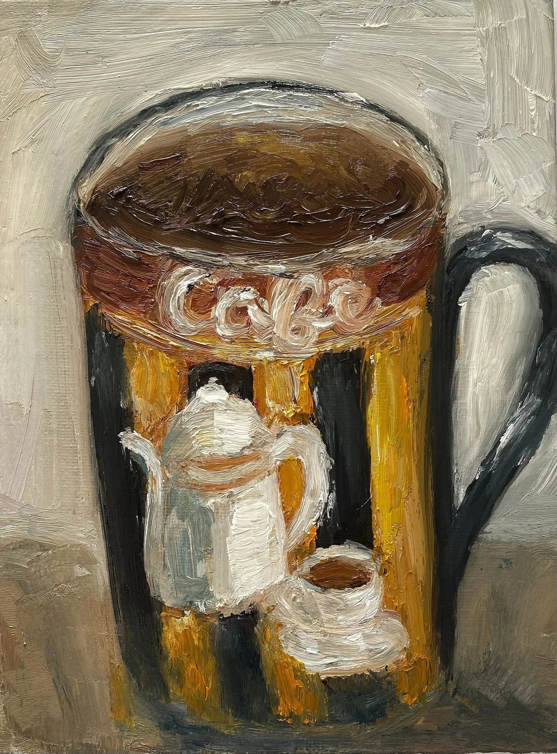 "Morning coffee", still life original artwork on canvas panel, 8 x 6"