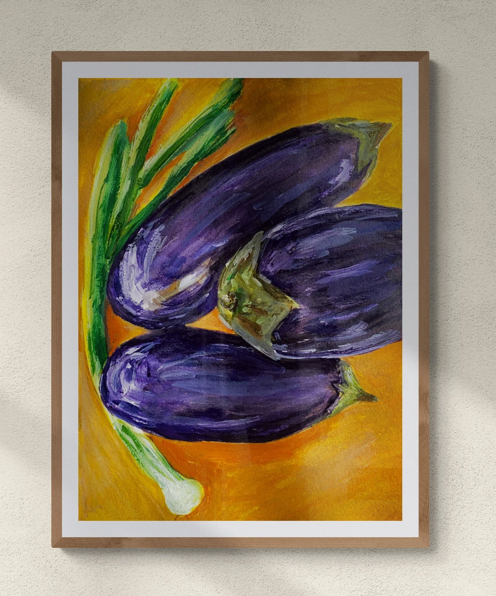 Day 84: Eggplants with Spring Onions", watercolor on paper, 9x12". 