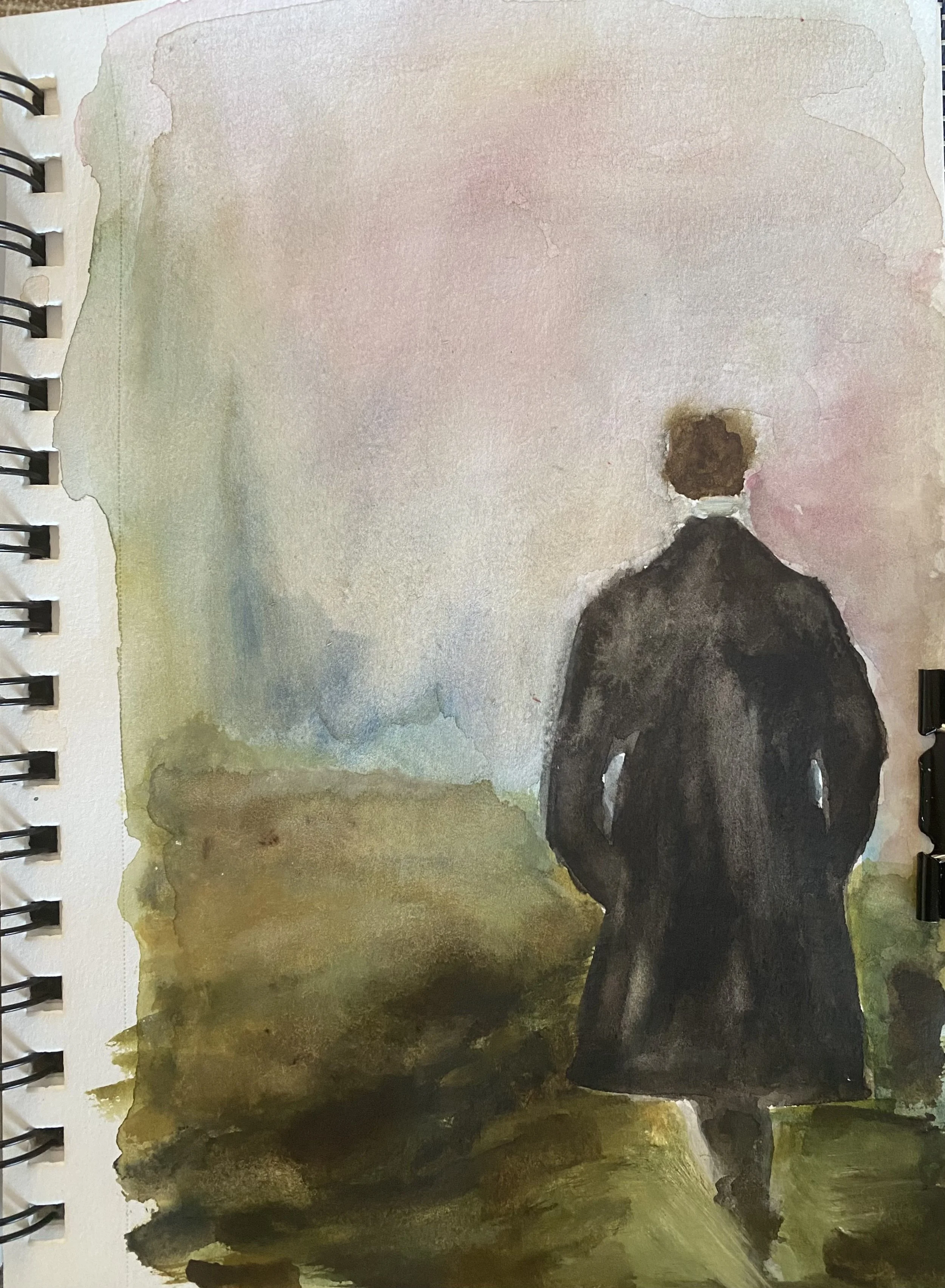 Day 52: "Heathcliff", watercolor on mixed media paper, 8.5x5.5"