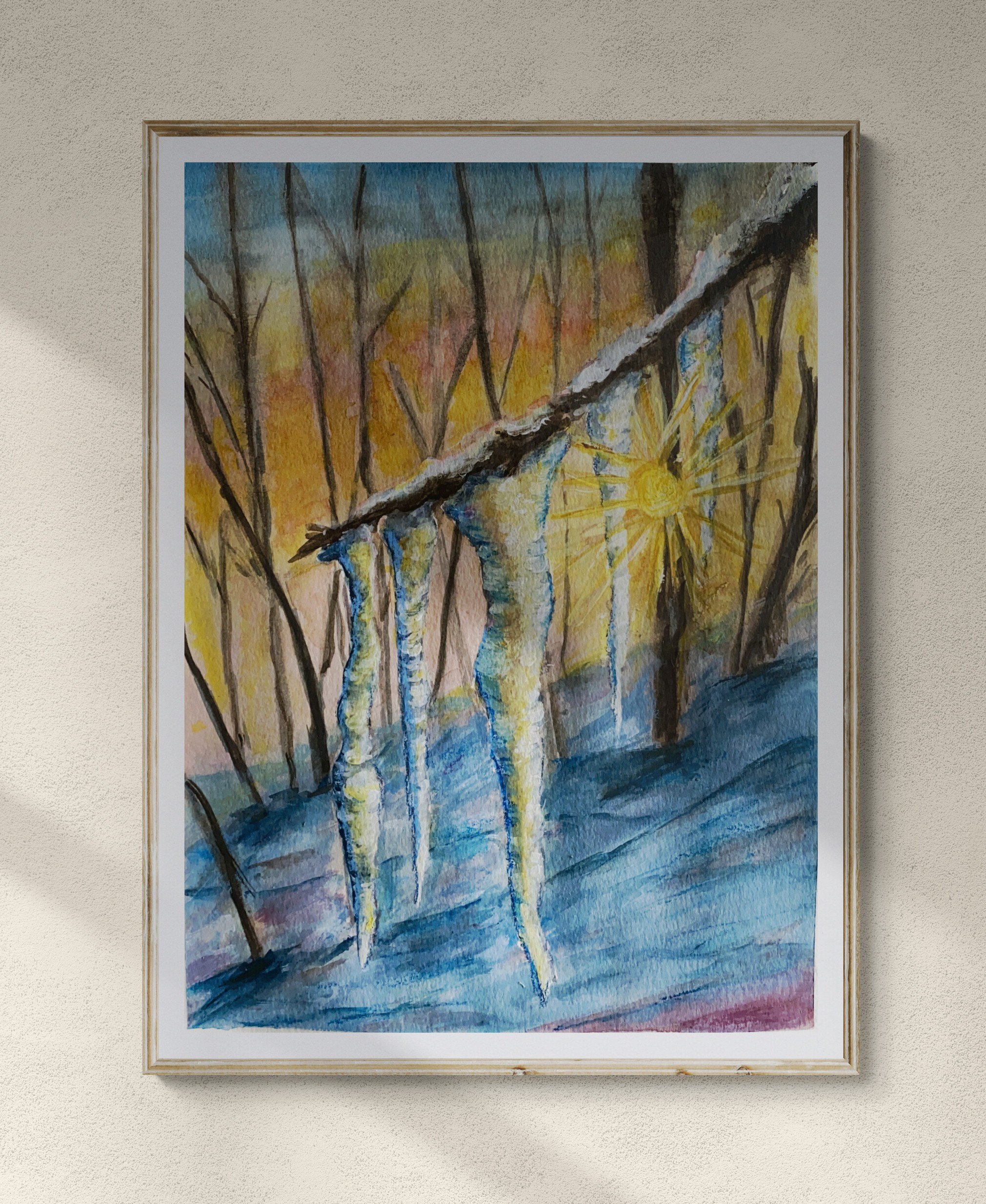 Day 70: "Freezing Rain", original watercolor on cold pressed, heavy weight watercolor paper, 12x9".