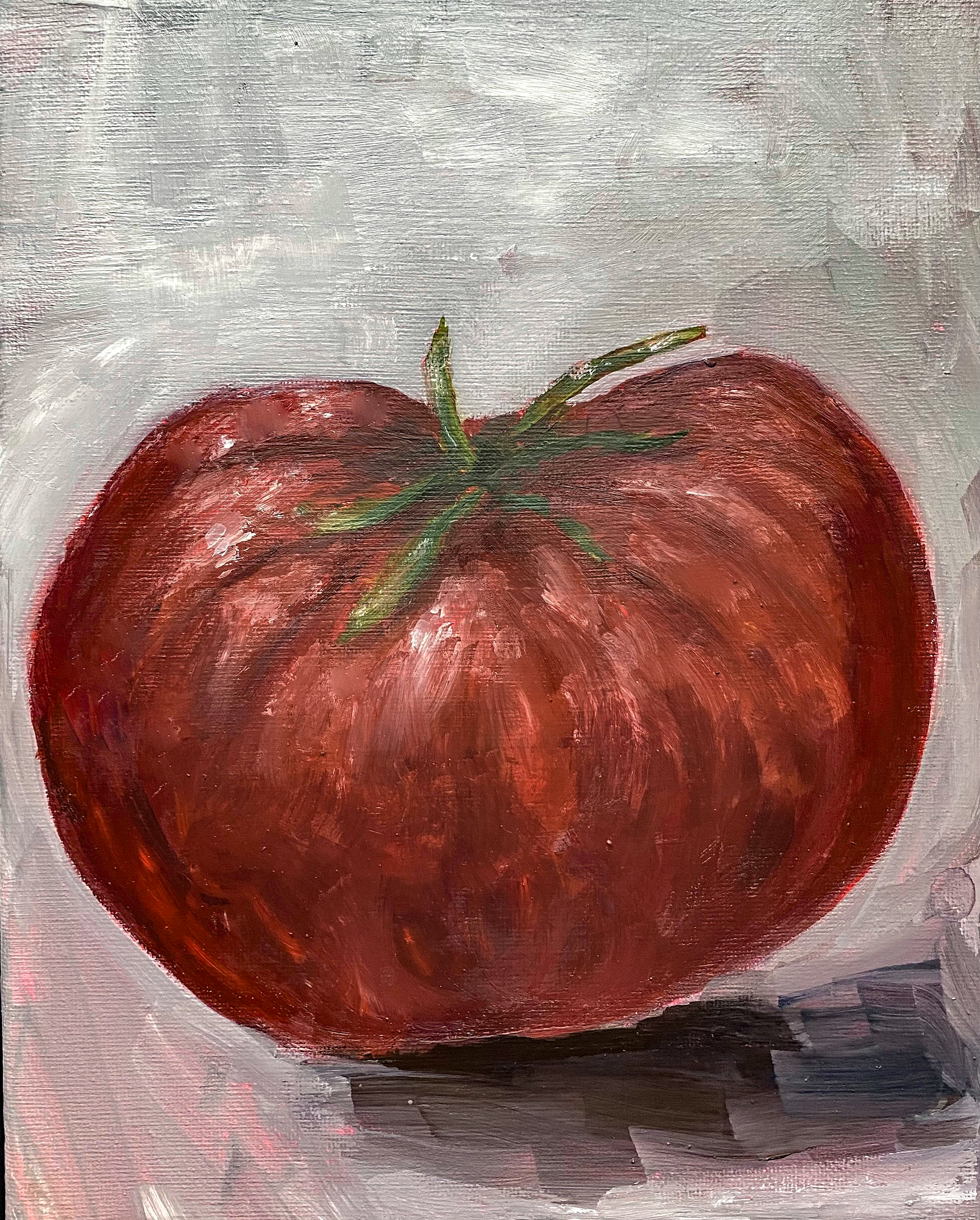 Day 11/365: "Beefsteak tomato", oil on stretched canvas, 10x8".