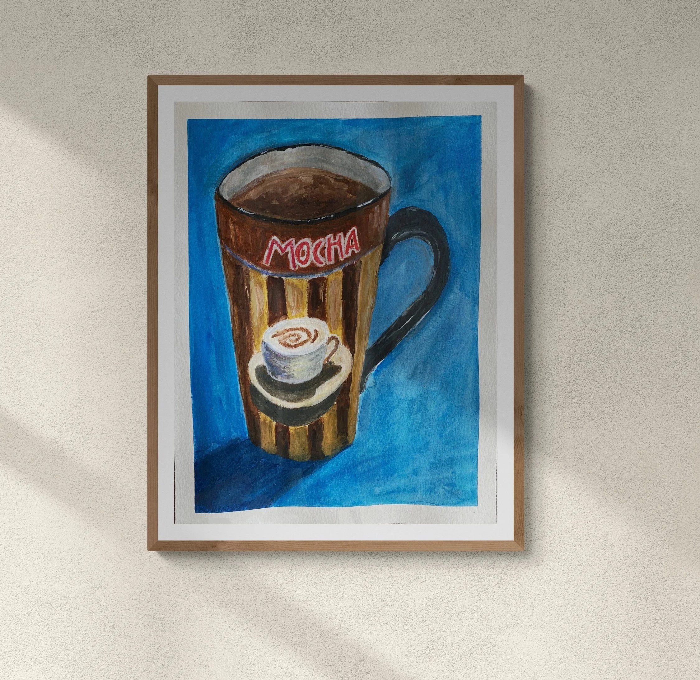 Day 60: “Coffee Dreams”, wax pastels on cold pressed, heavy weight, watercolor paper, 9x12”.