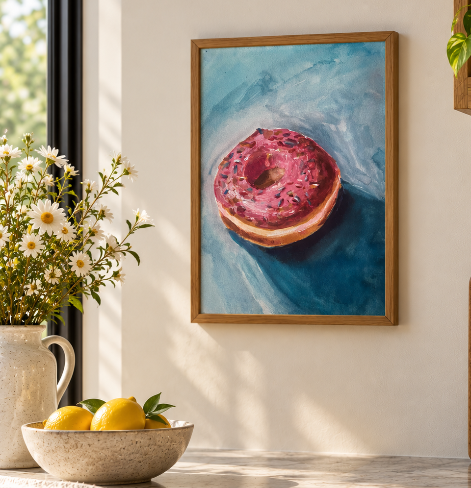 Sunlit Kitchen with Donut Art.png