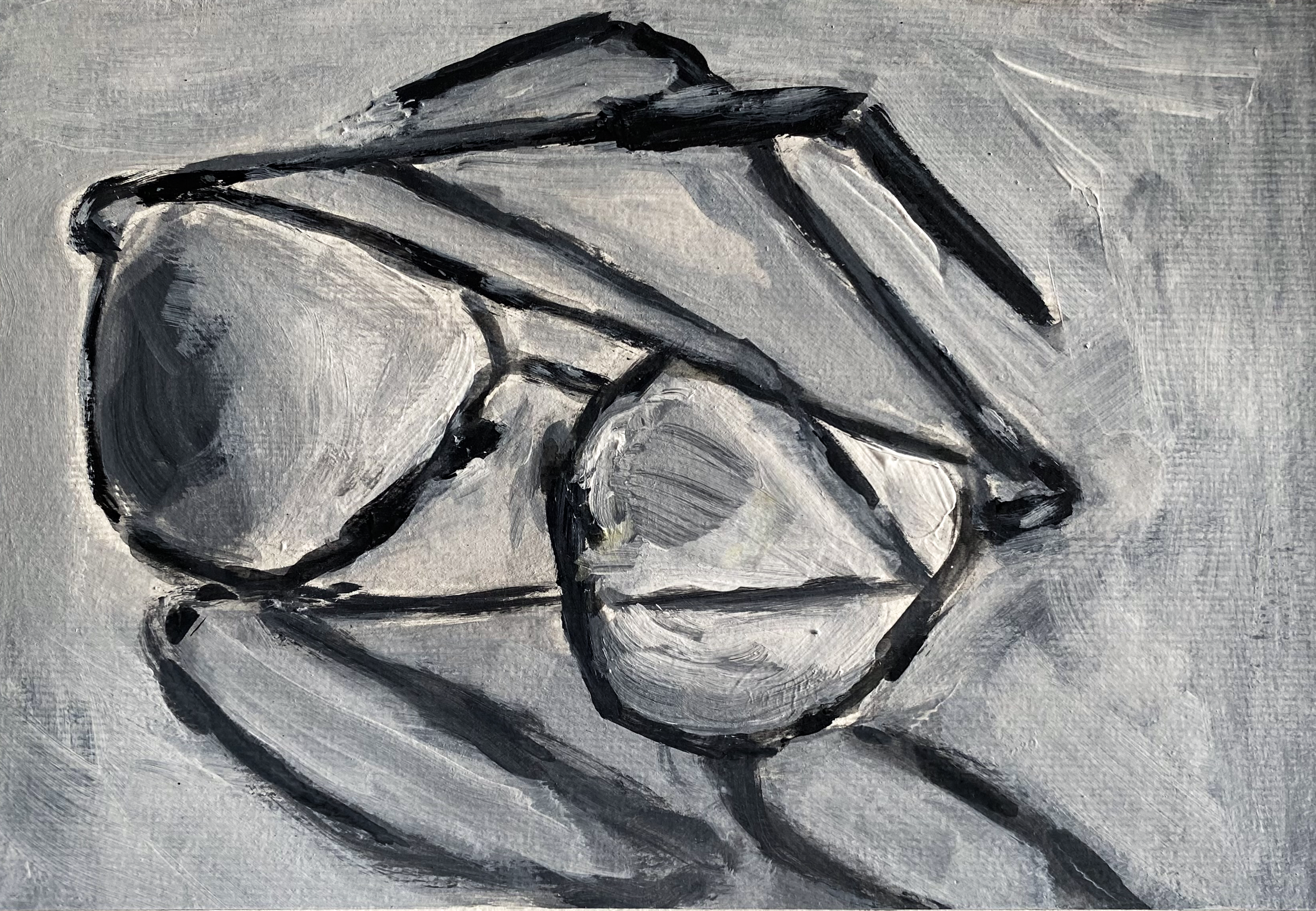 Day 183/365: “Reading Glasses Value Study in Black and White”, acrylic on acrylic paper, 6x9" 