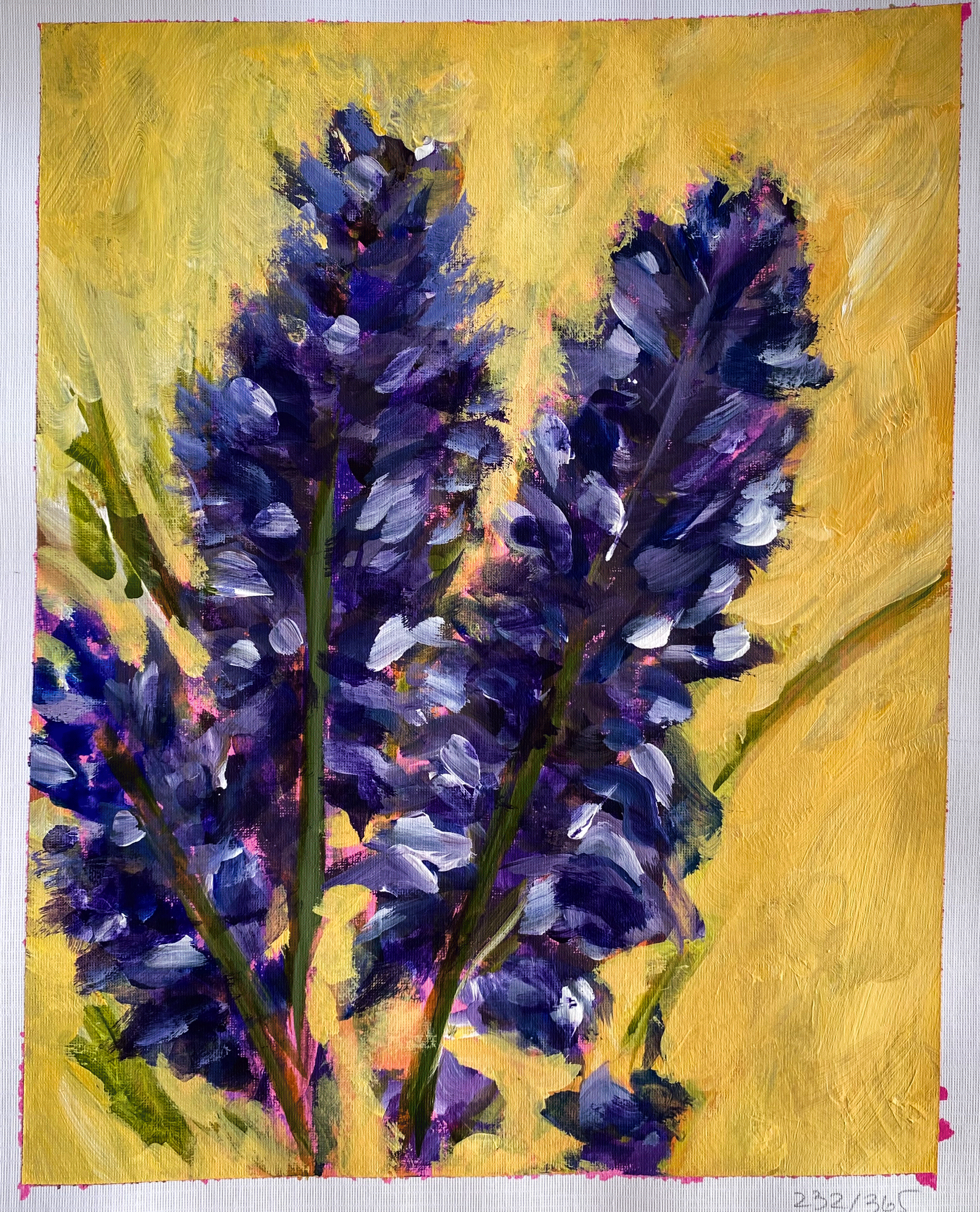 Day 232: "Lavender", acrylic on paper, 8x10"