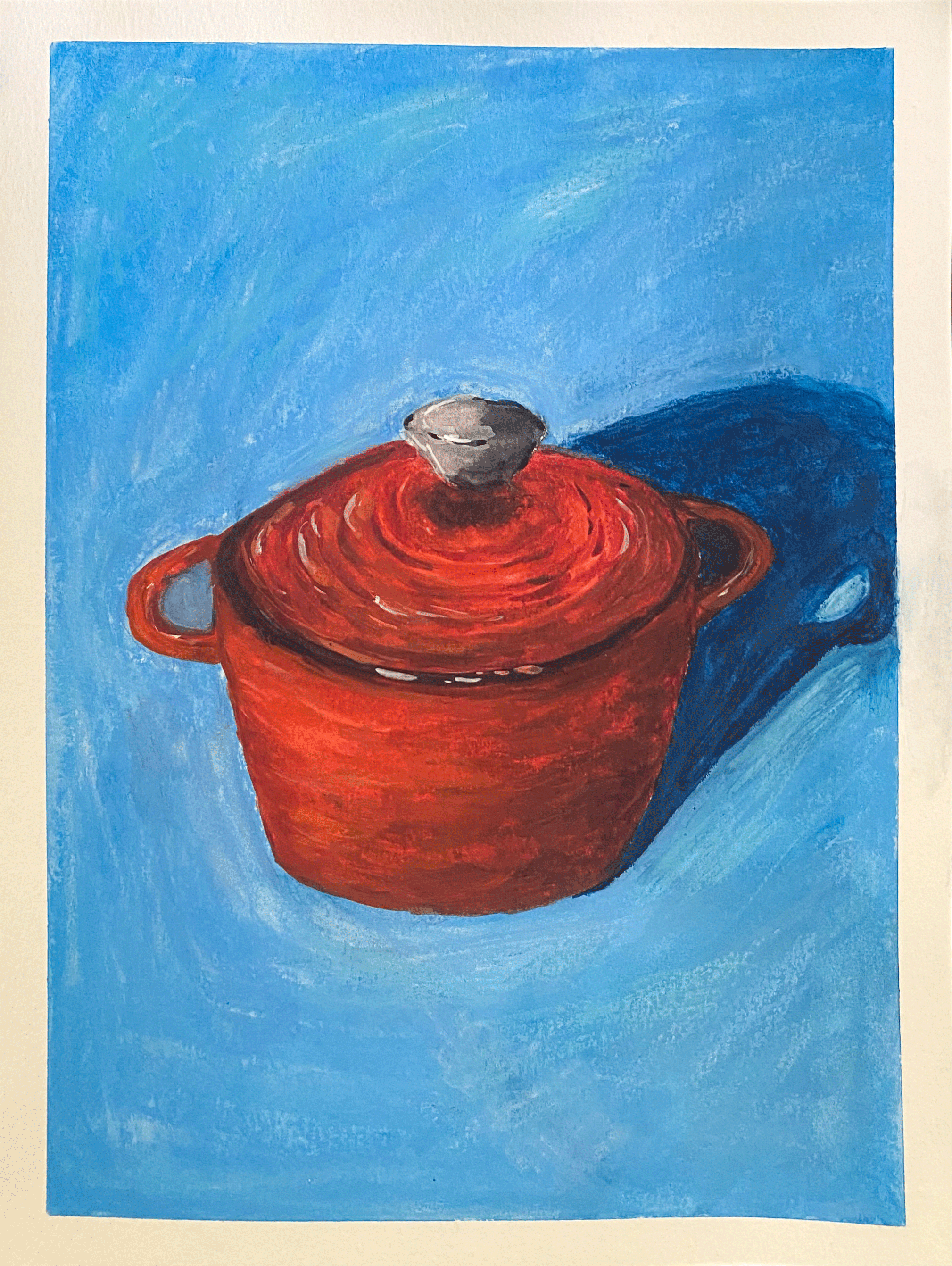 Day 61/365: “Dutch Oven”, wax pastels on watercolor paper, 9x12”