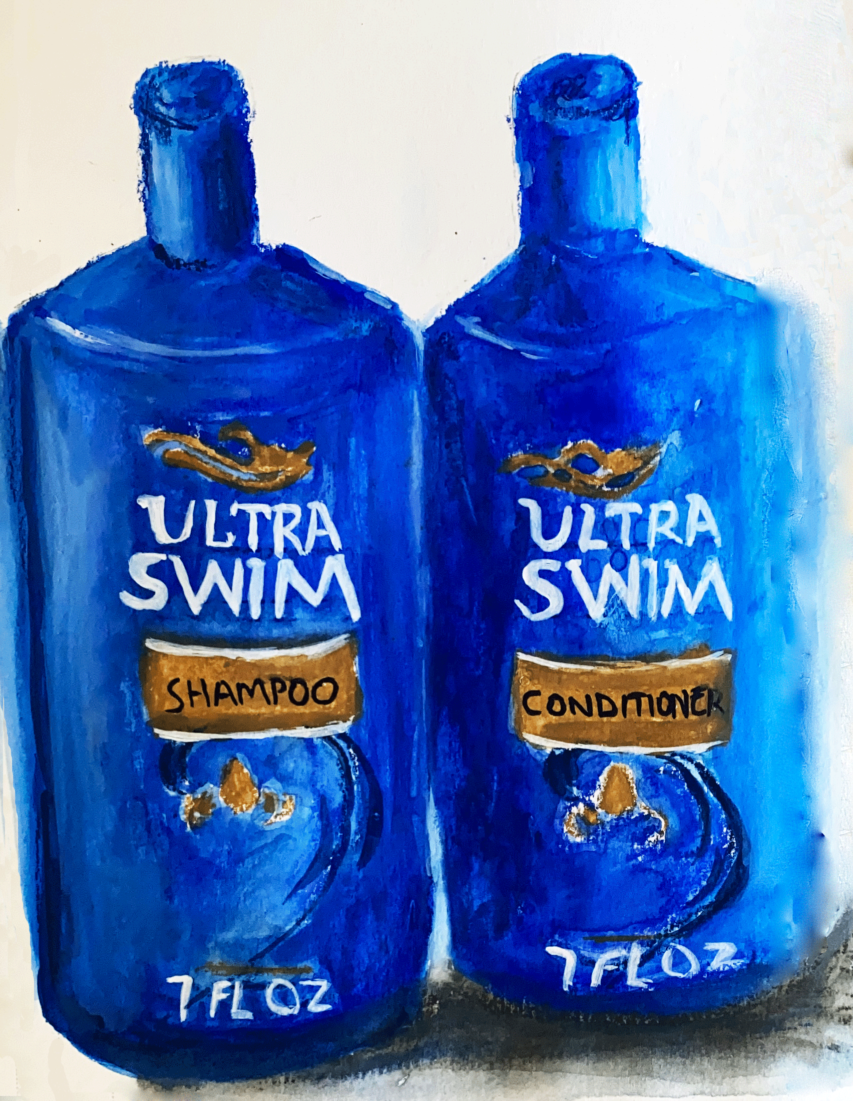 Day 59: "Ultra Swim" wax pastels on mixed media paper, 8.5x5.5"