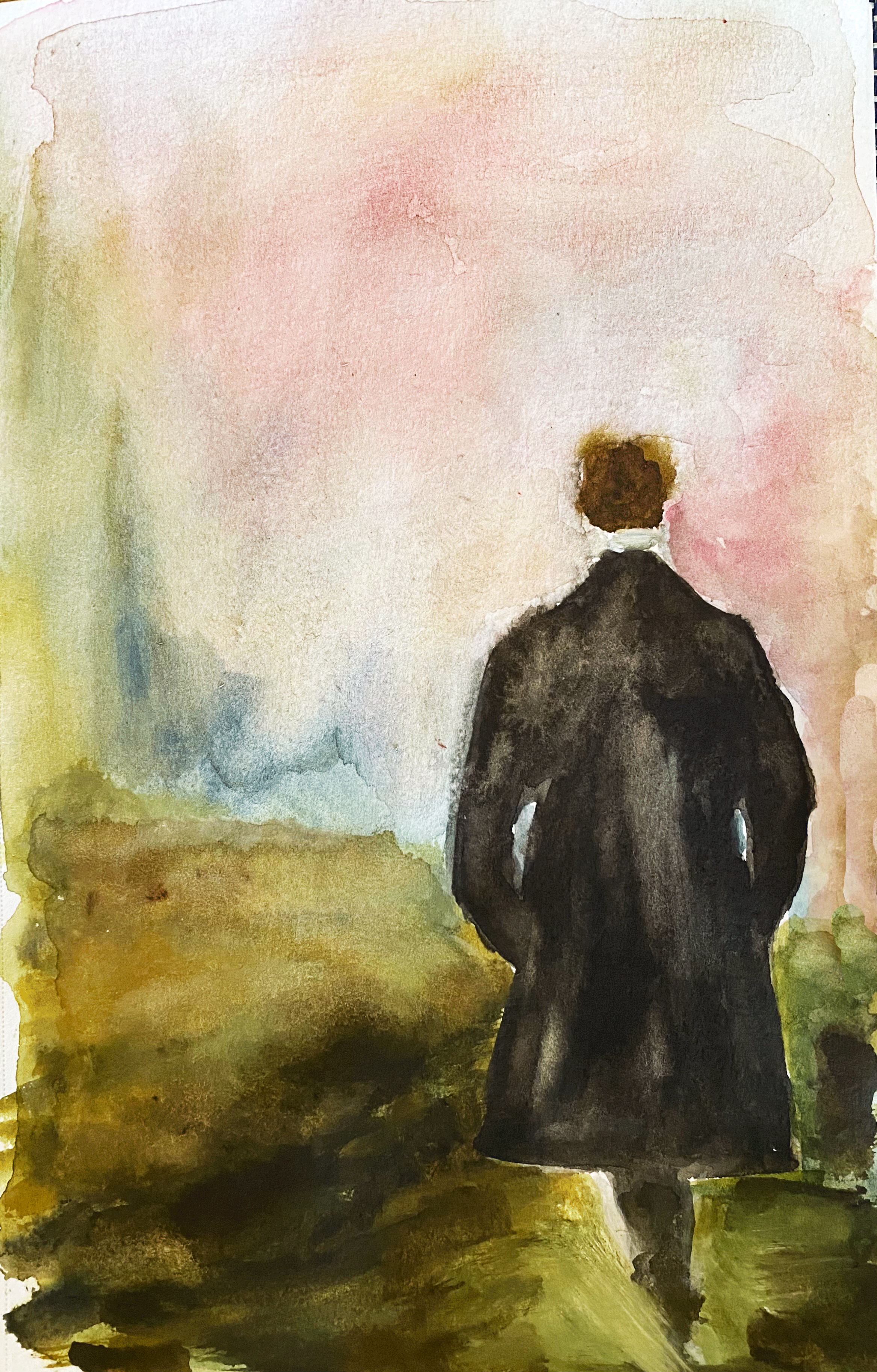 Day 52/365: "Heathcliff", watercolor on mixed media paper, 8.5x5.5"