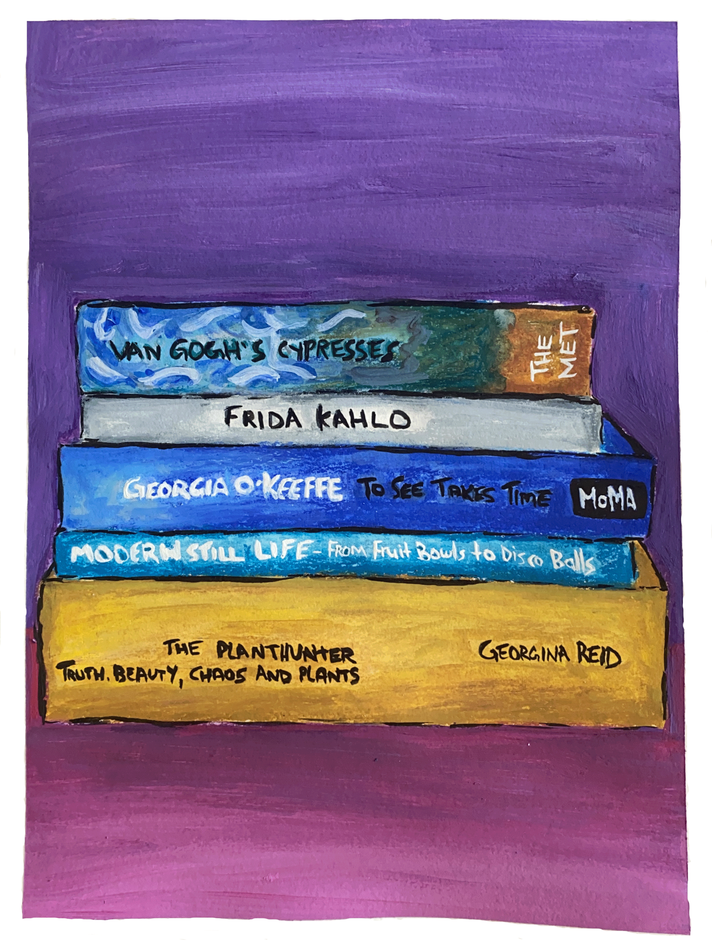 Day 86/365: “Art Books", wax pastels on paper, 9x12”