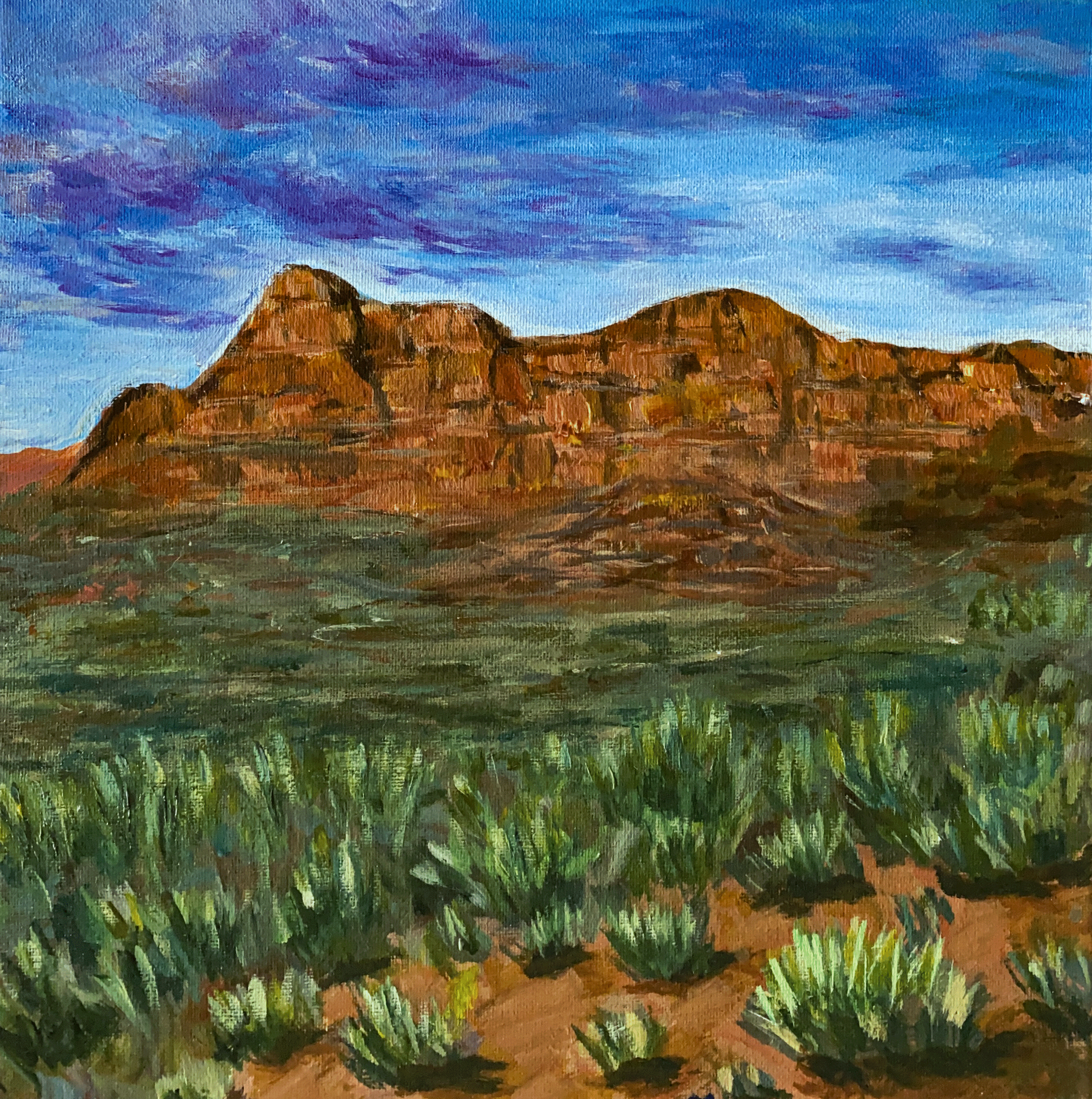 Original Painting Acrylic on Canvas Southwest USA  Wall Art "Red Rocks of Sedona, Arizona", 12"x12"