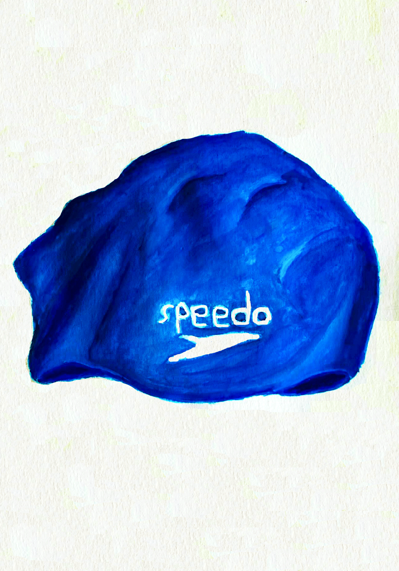 Day 57/365: "Swim Cap", wax pastels on mixed media paper, 8.5x5.5"