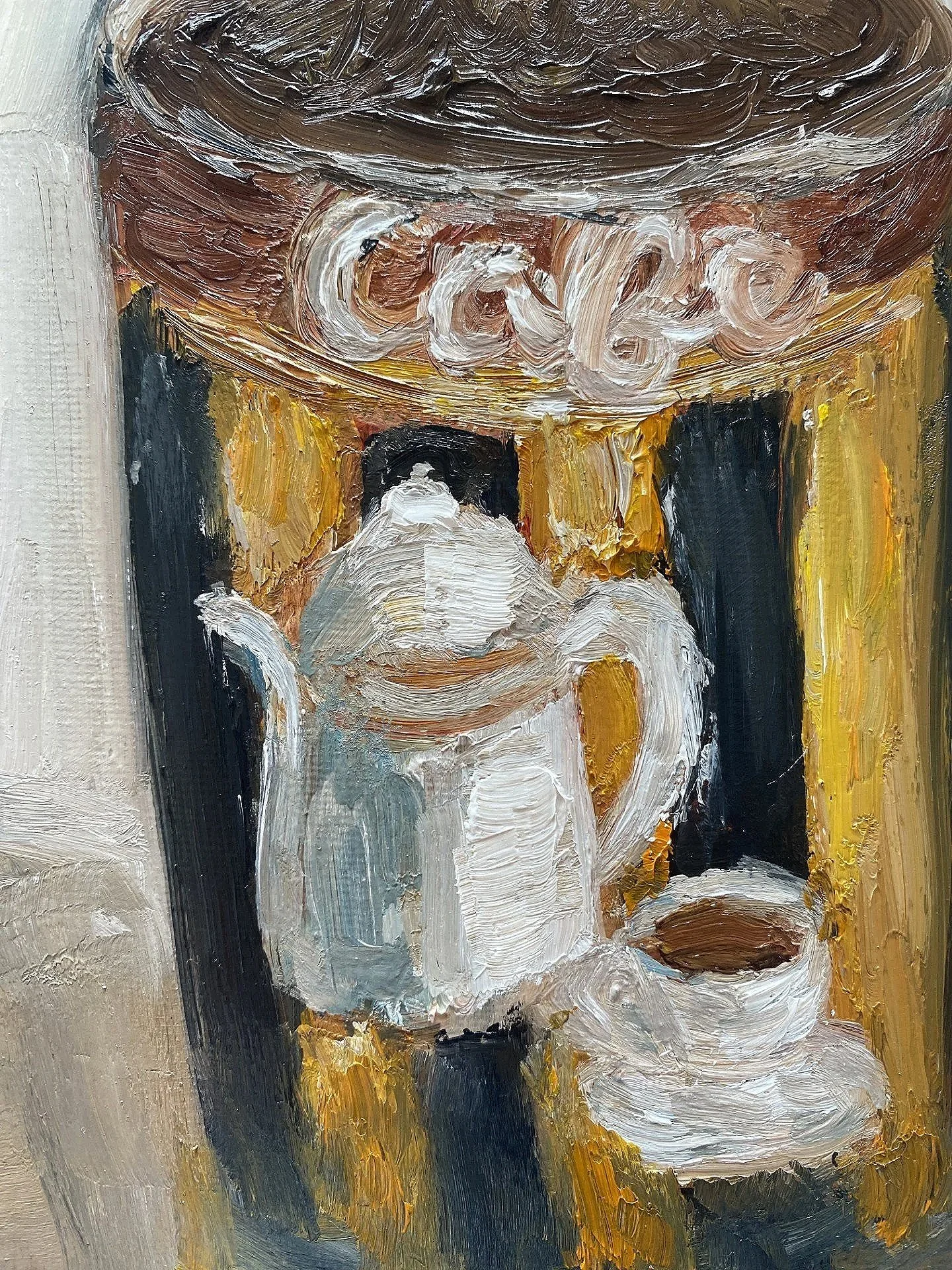 tall brown coffee mug with coffee