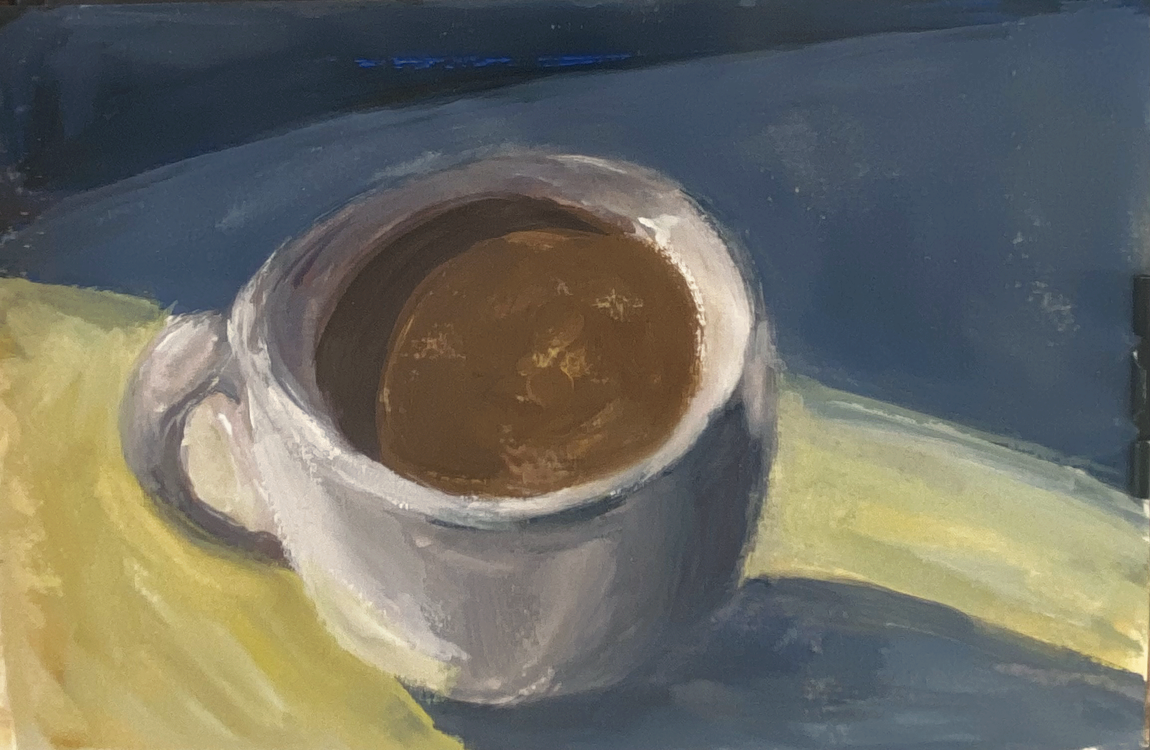 "Coffee cup", gouache on watercolor paper, 8.5 x 5.5".