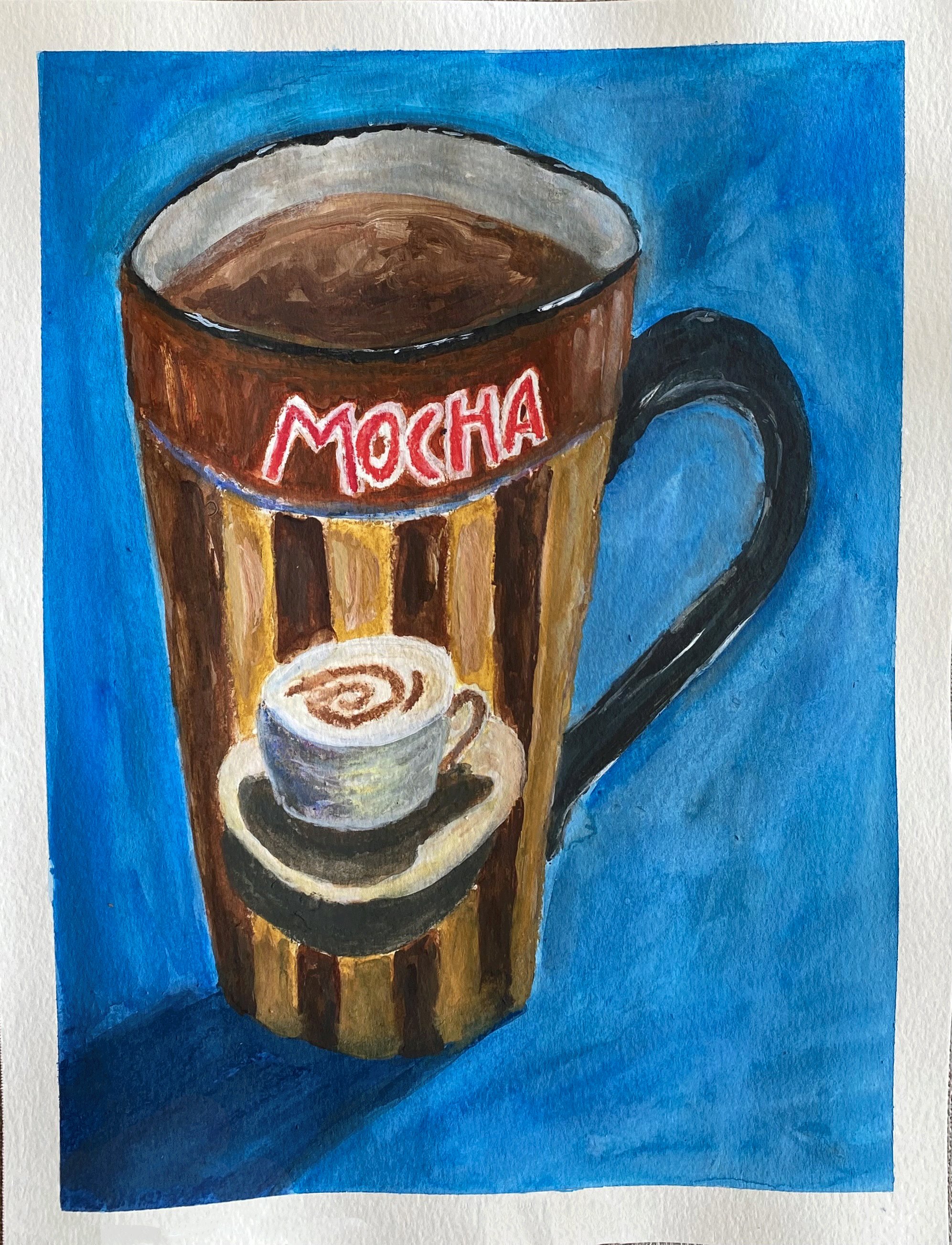 Day 60/365: "Coffee Dreams", original wax pastels on watercolor paper, 9x12"