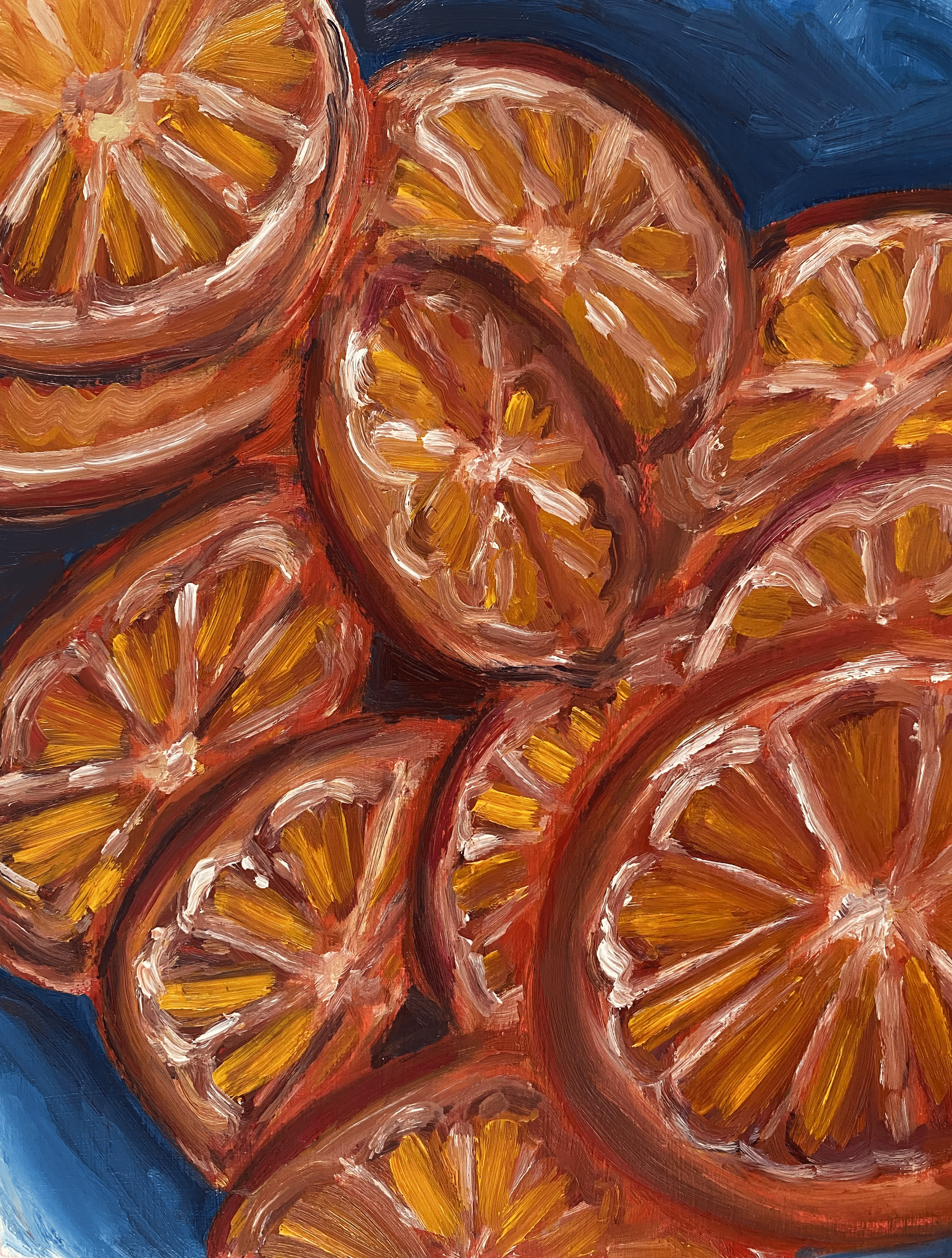 "Oranges" water mixable oil on cradled wood panel, 10x8"