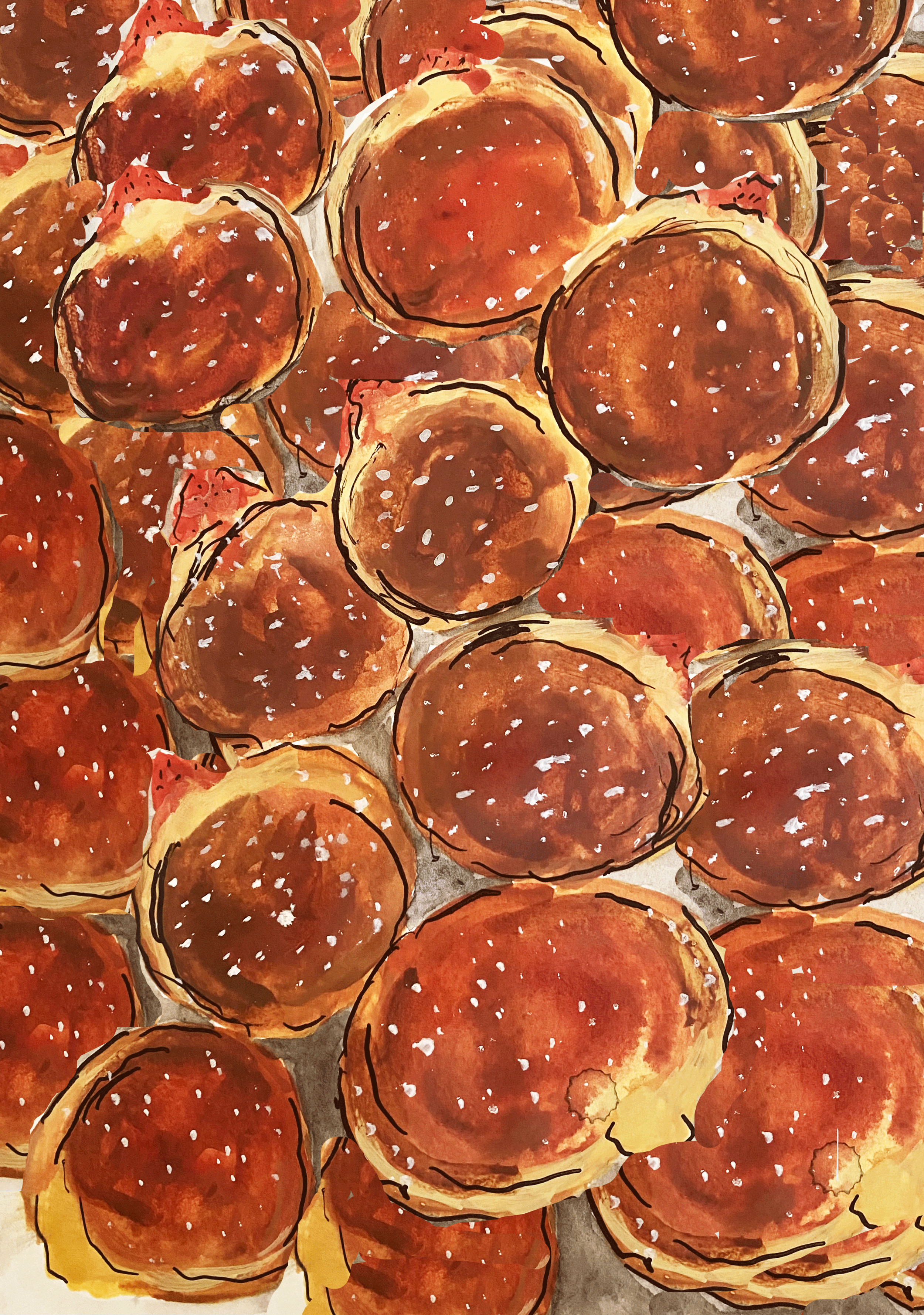 Day 51/365: "Bambolini", watercolor and ink on mixed media paper, 8.5x5.5"