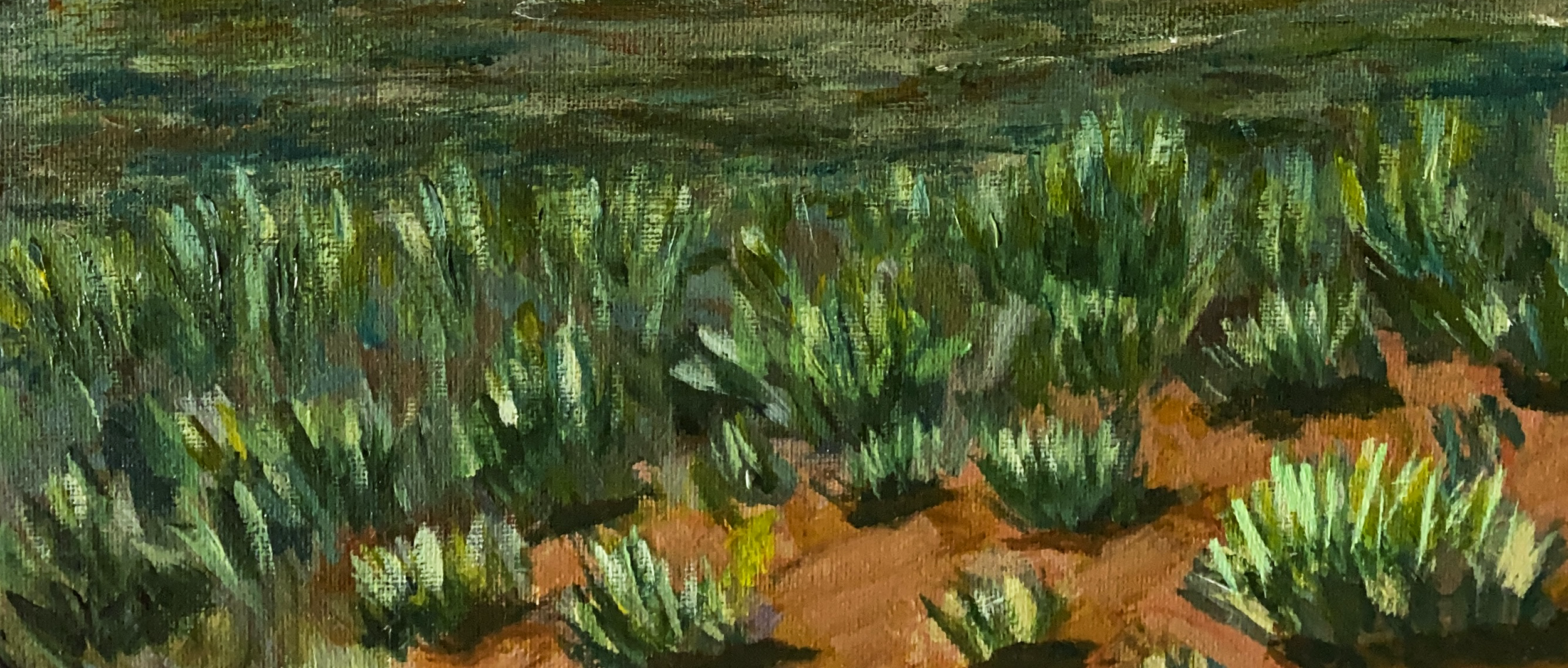 acrylic painting original western desert mountain landscape red rocks sedona arizona close up