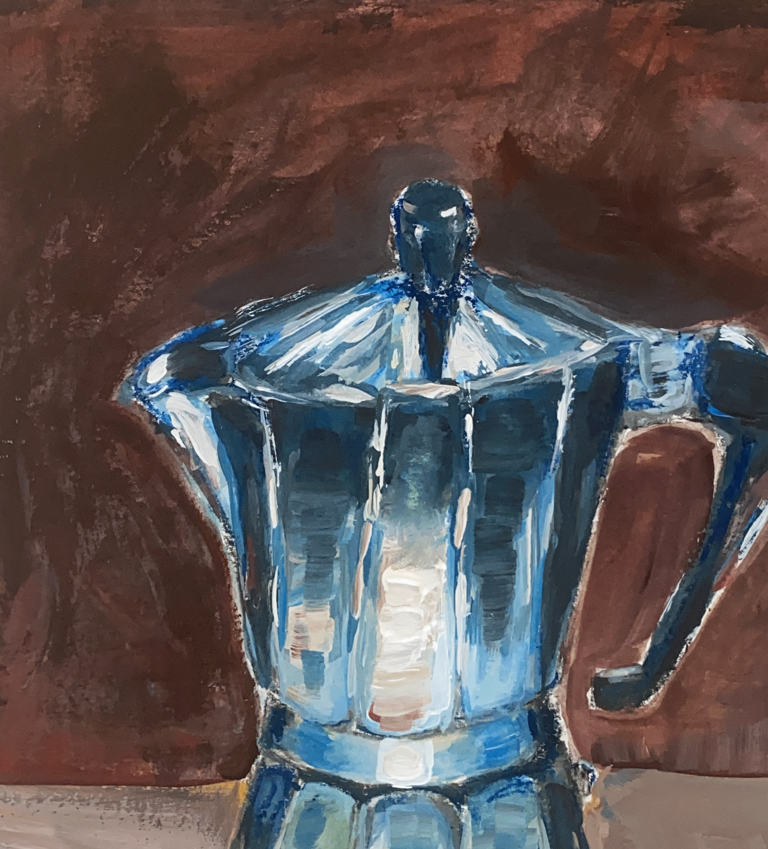 silver moka pot on brown background close up.png