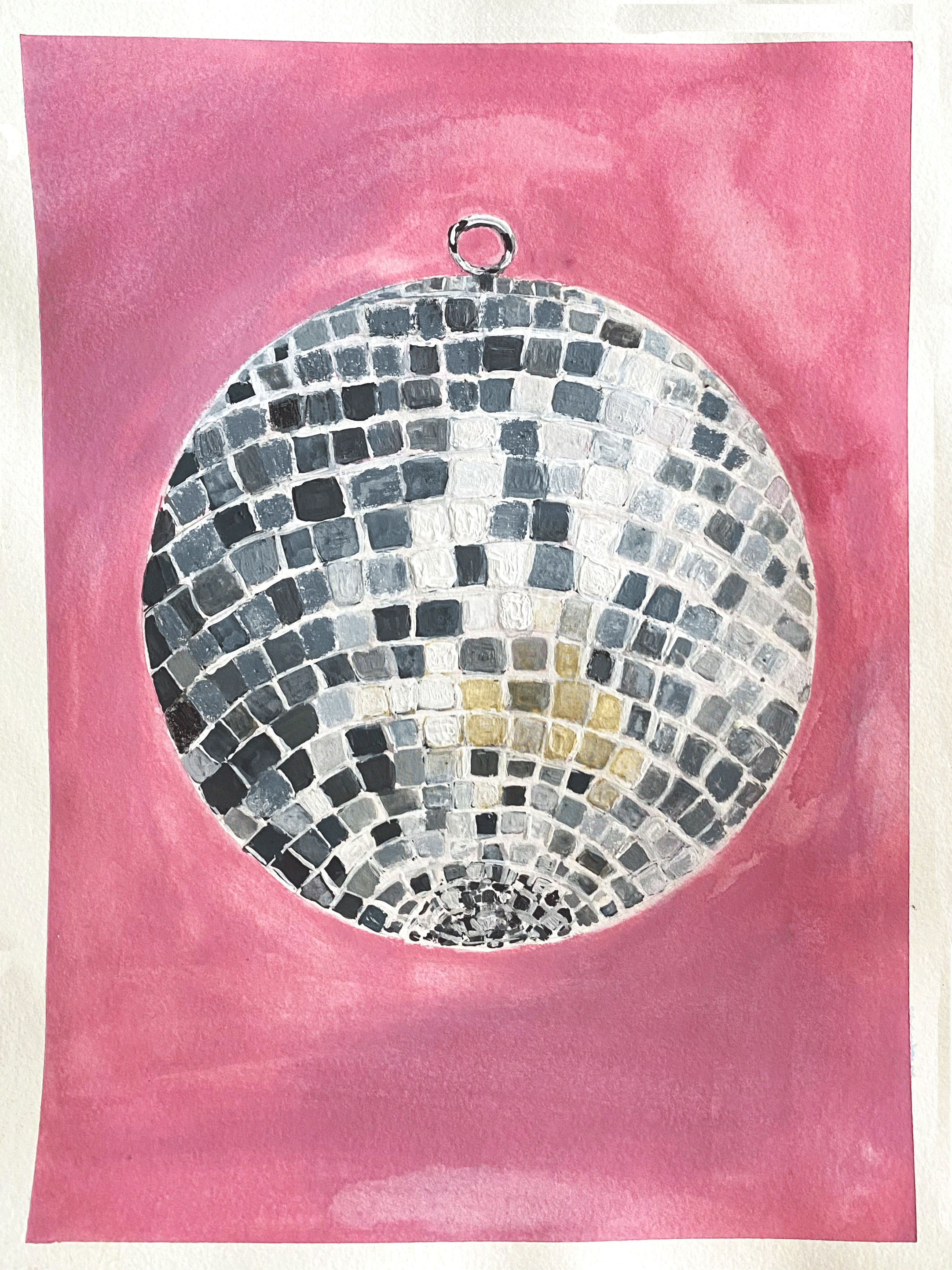 Day 83/365: "Disco Ball", Gouache on paper, 9x12”