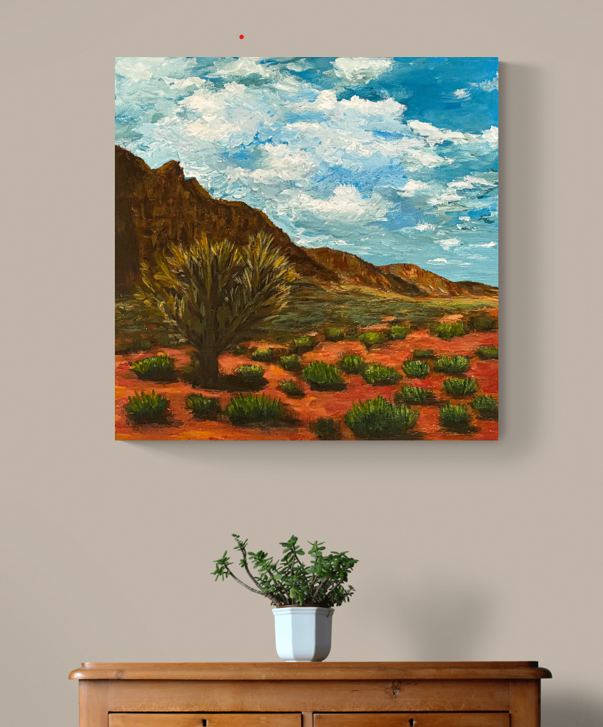 acrylic painting original western desert mountain landscape utah