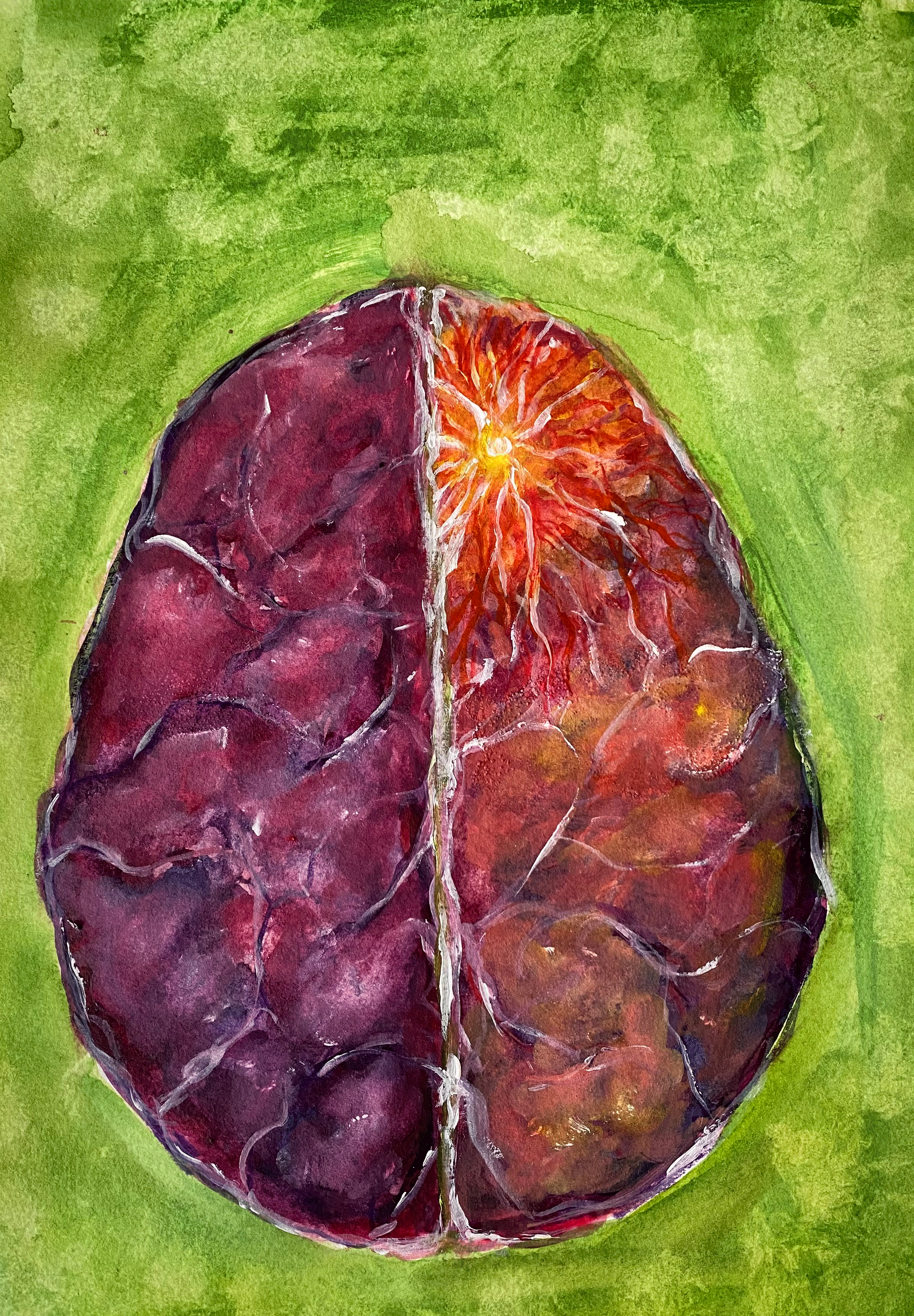 Day 269: "My Brain on Migraine", Original Watercolor on Paper, 9x12"