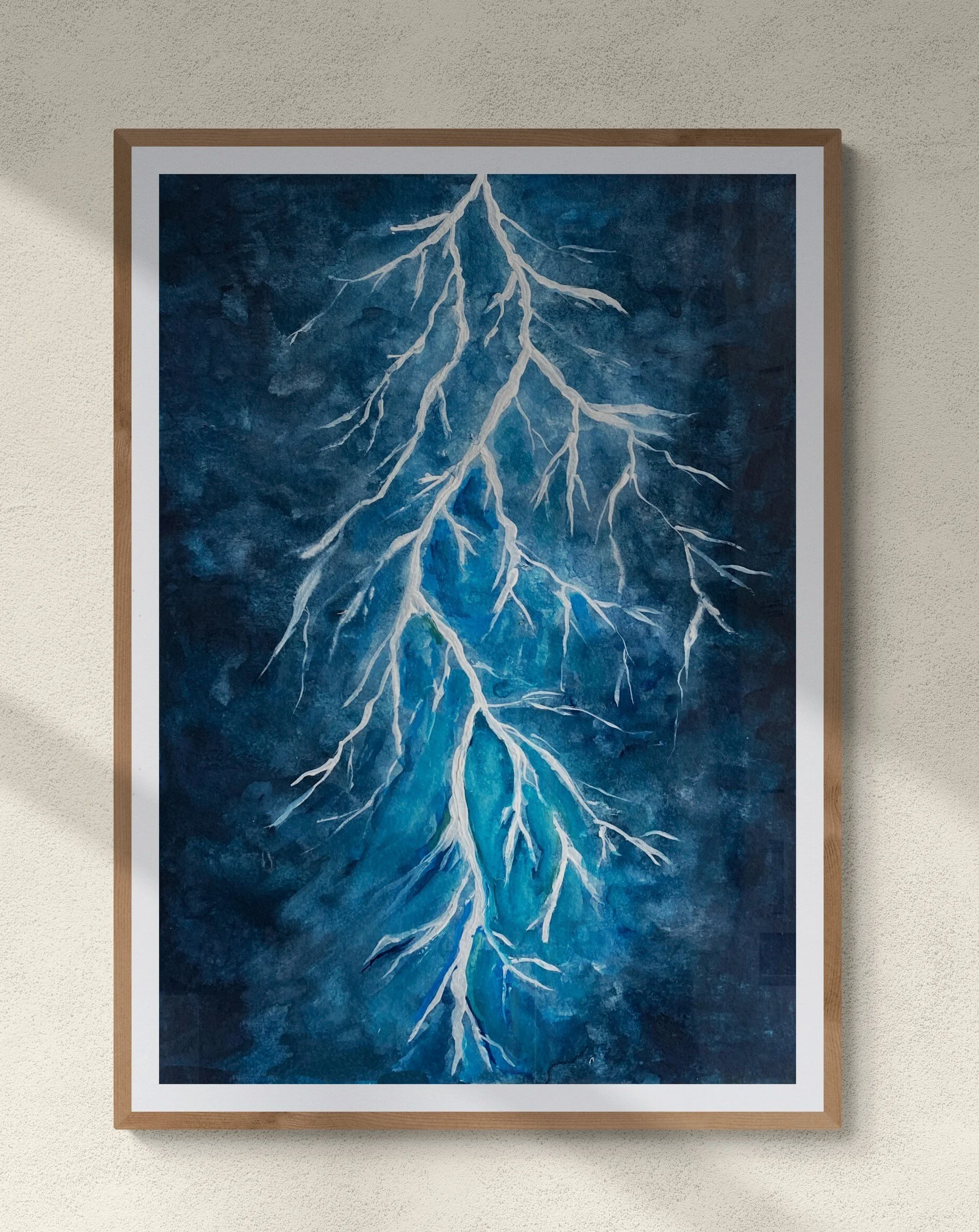 lightning on night sky framed hung on wall.jpg
