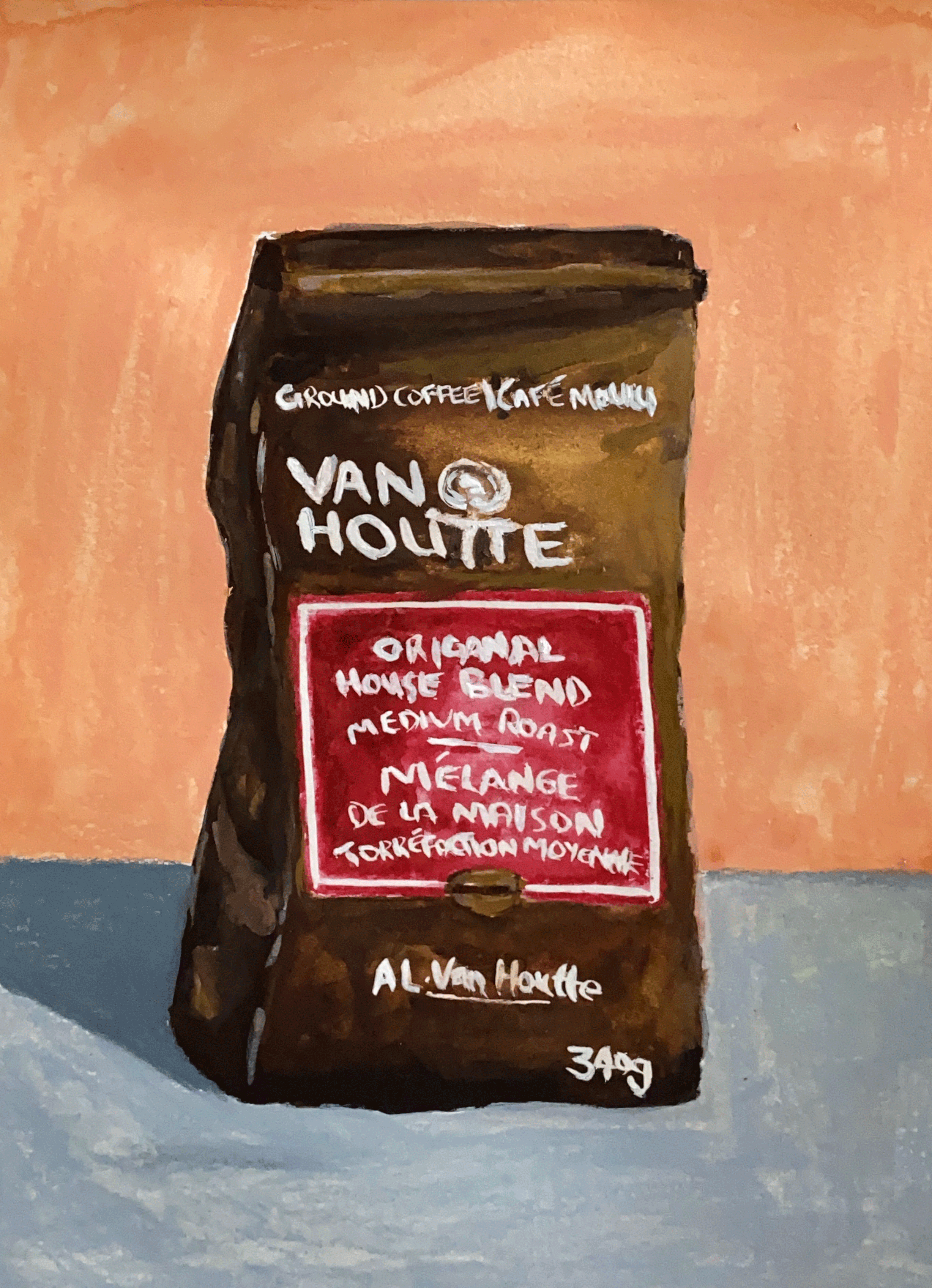 Van houtte coffee packet on peach background.png