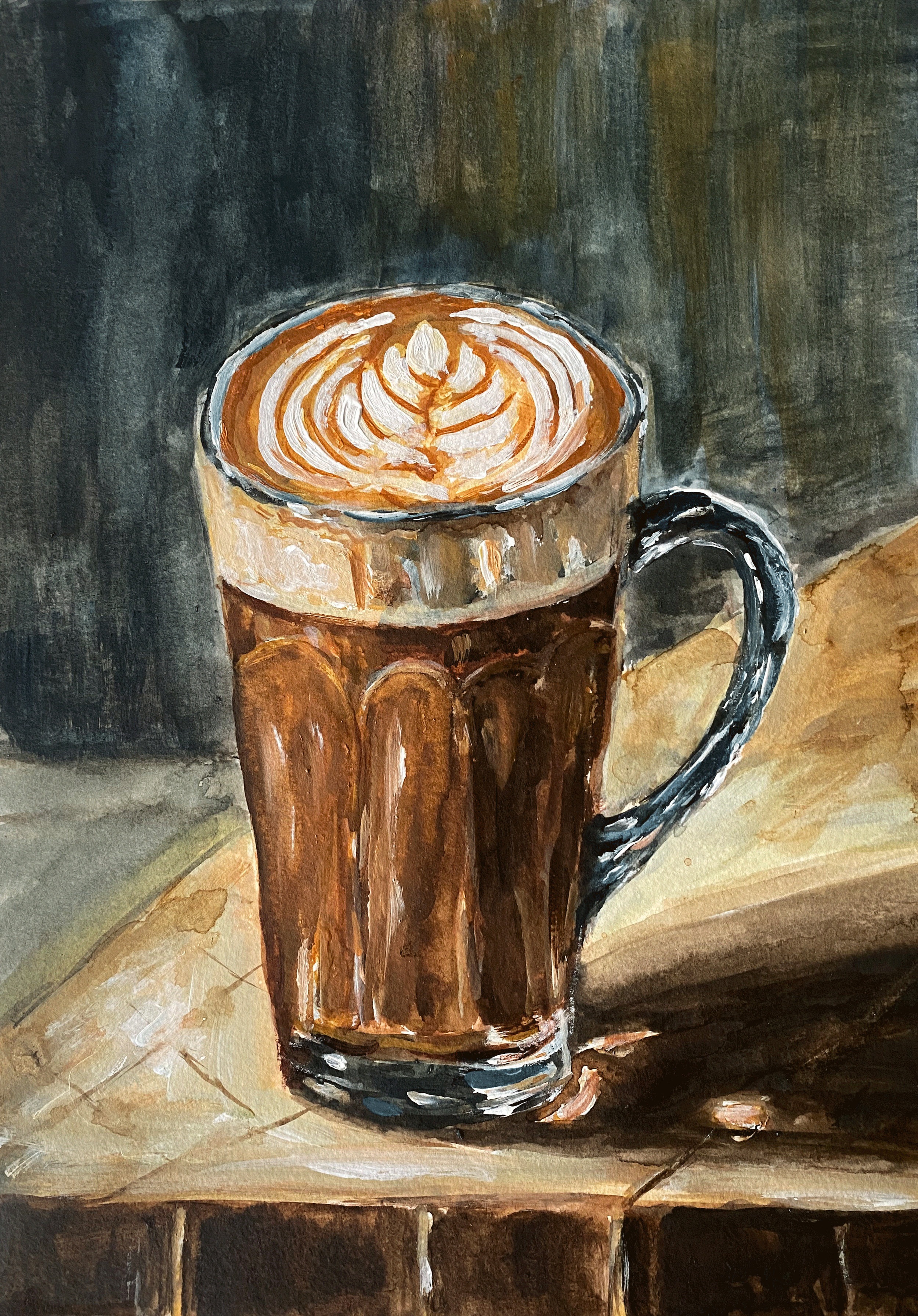 Day 268: "Mocha", Original Watercolor on Paper, 9x12"