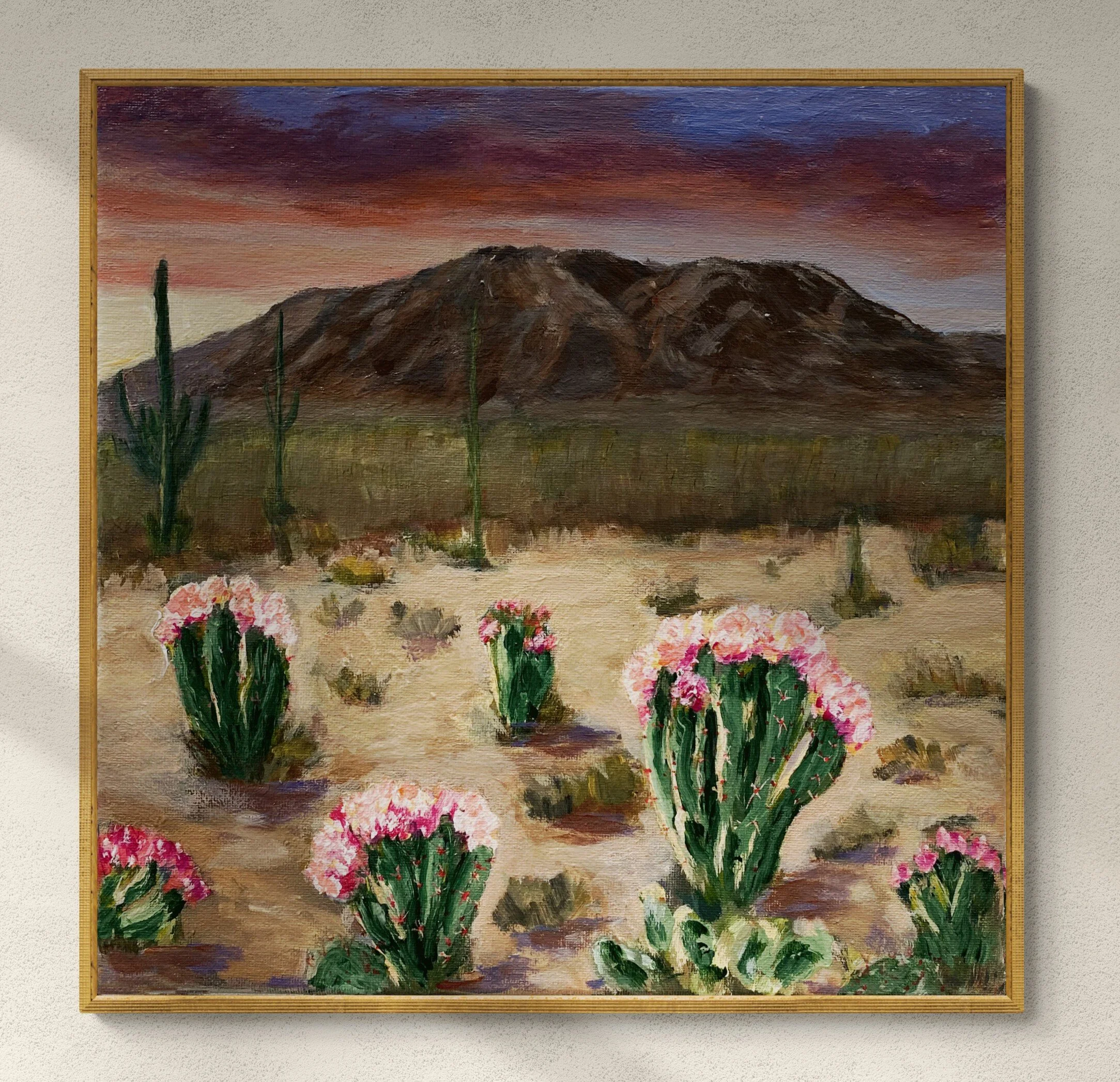 Western Landscape Print Southwest USA Cactus Flowers Wall Art "Desert Gardens"