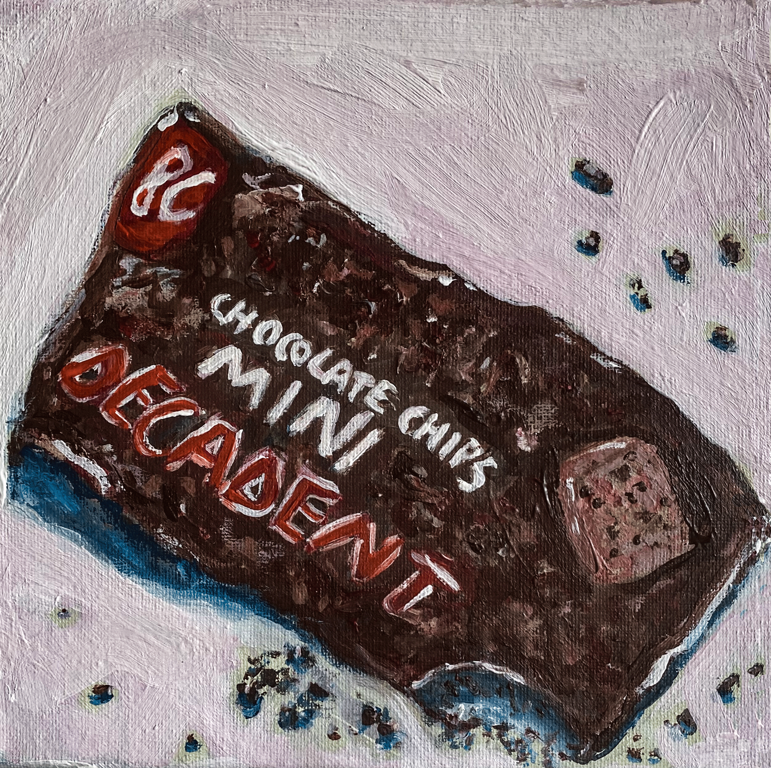 Day 120: "Chocolate Chips", acrylic on stretched canvas, 8x8".
