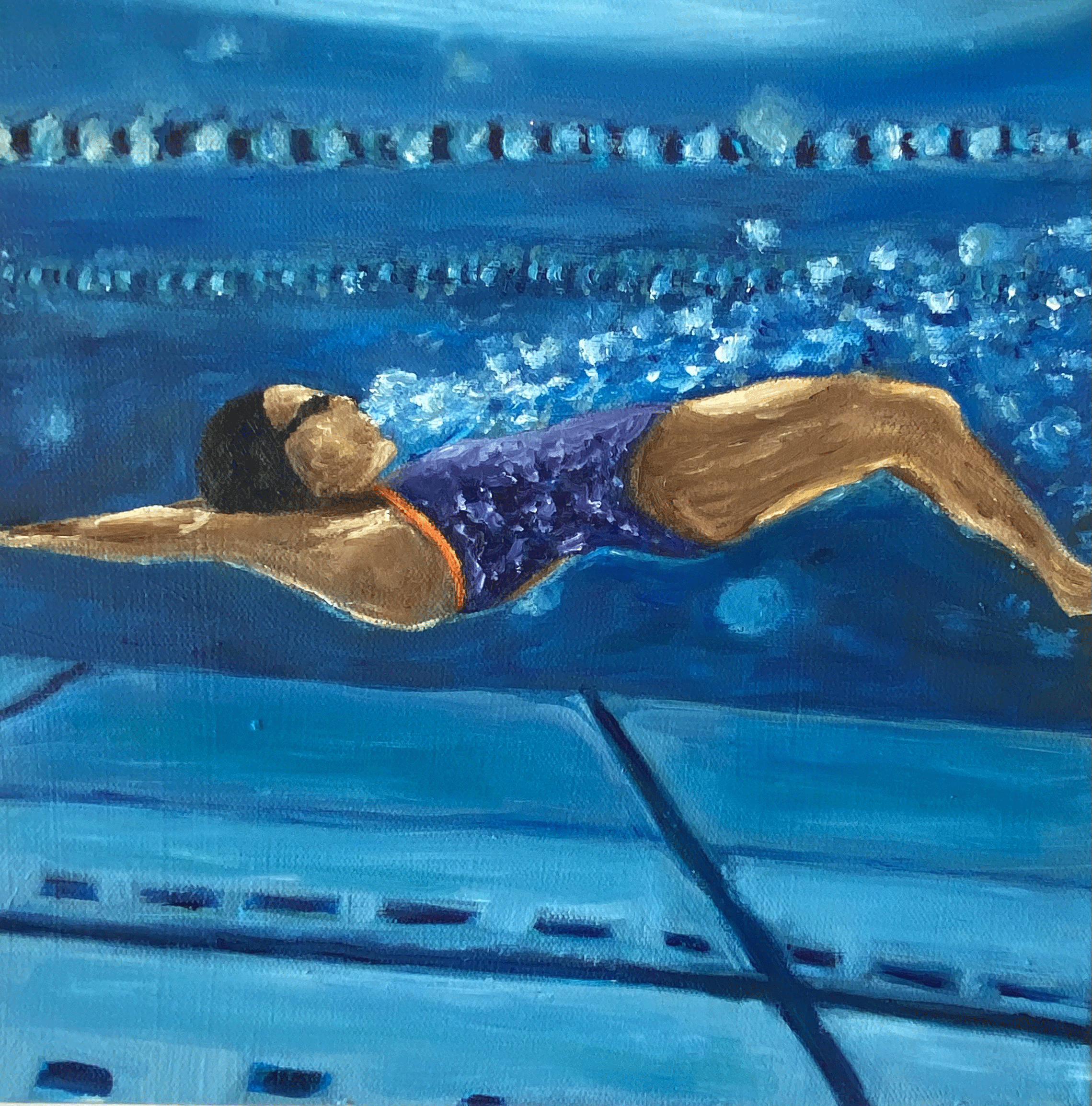 Day 30/365: "Dolphin Kick", oil on stretched canvas, 12x12".