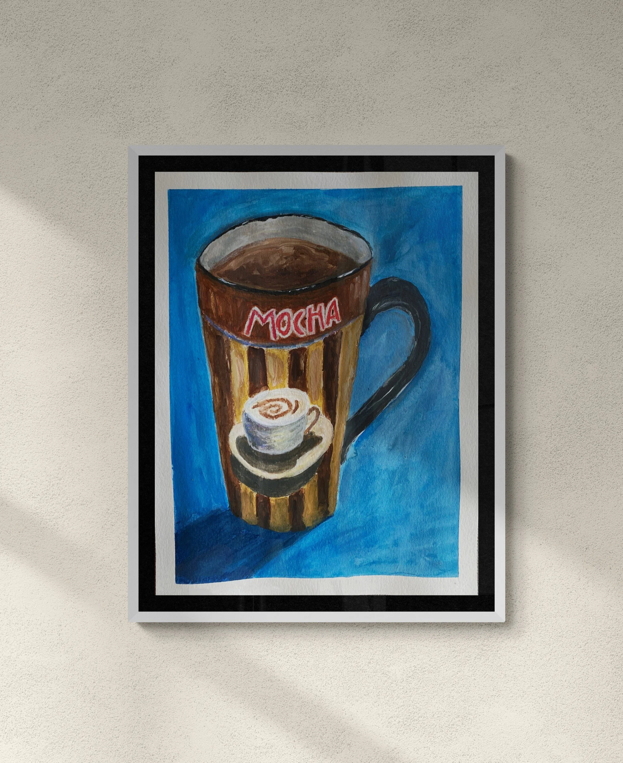 tall brown coffee cup on blue background framed (2).jpg