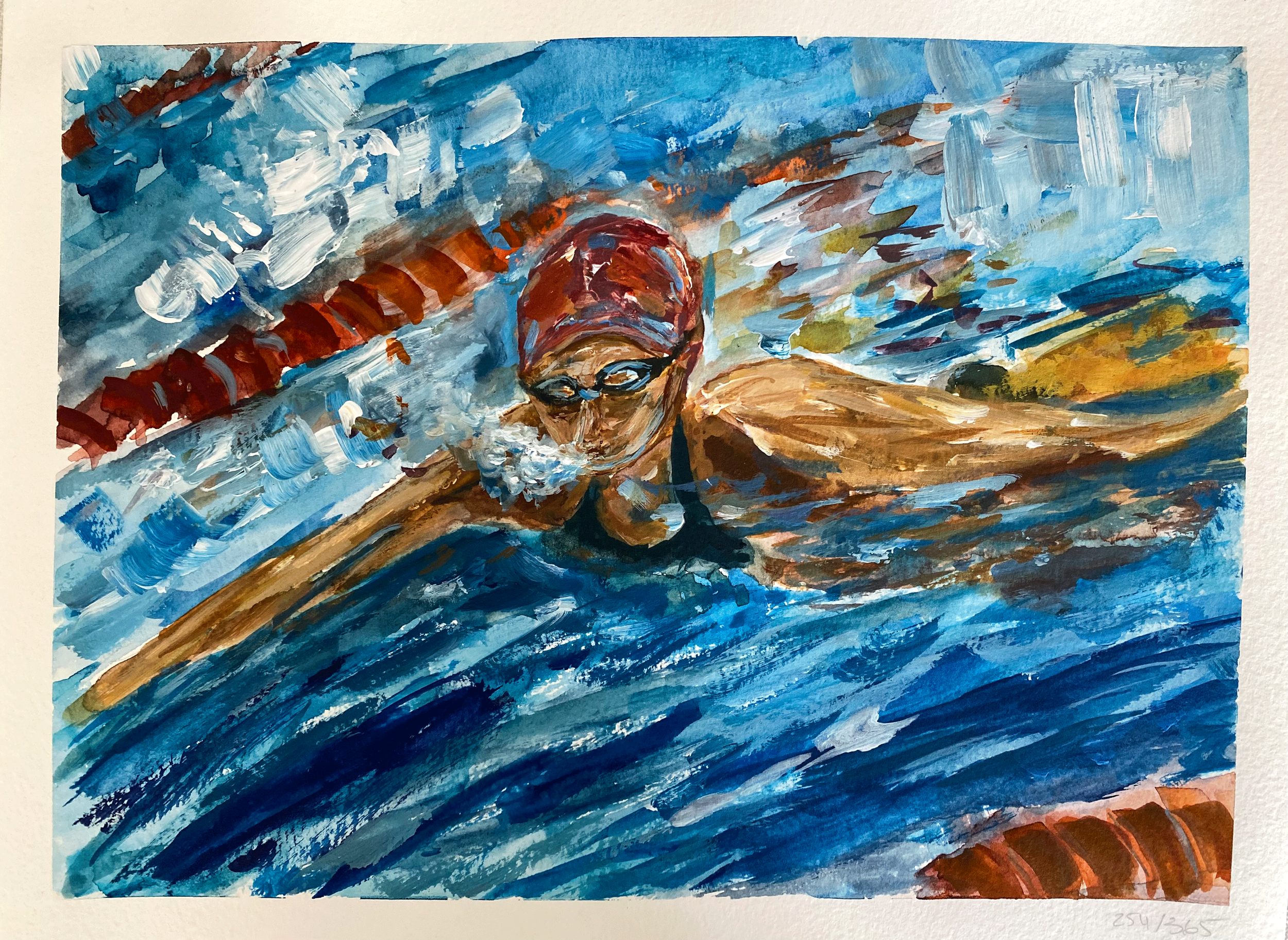 Day 254/365: "Mid Stroke III Study", Original Watercolor on Paper, 9x12"
