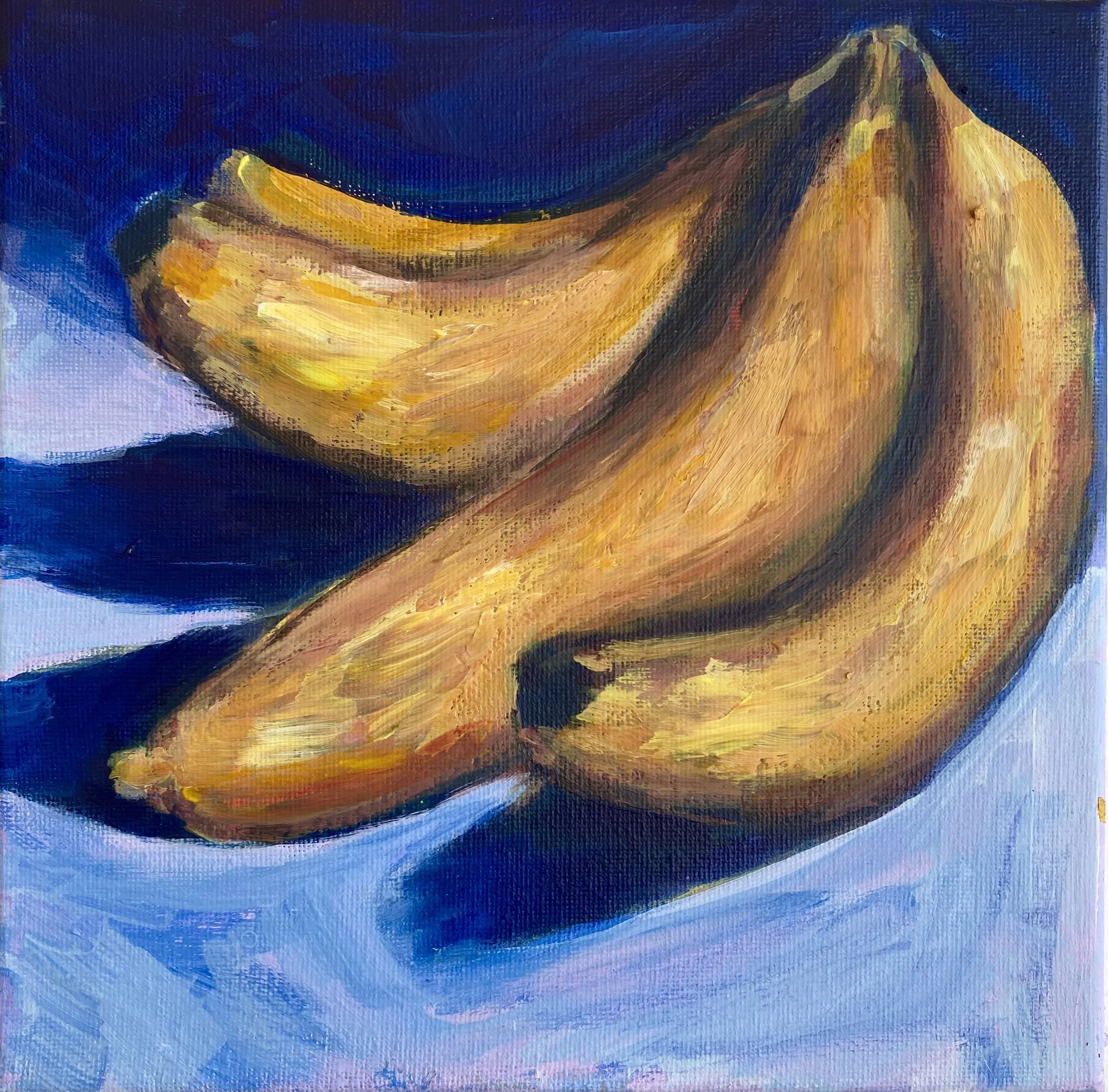 bananas on blue background