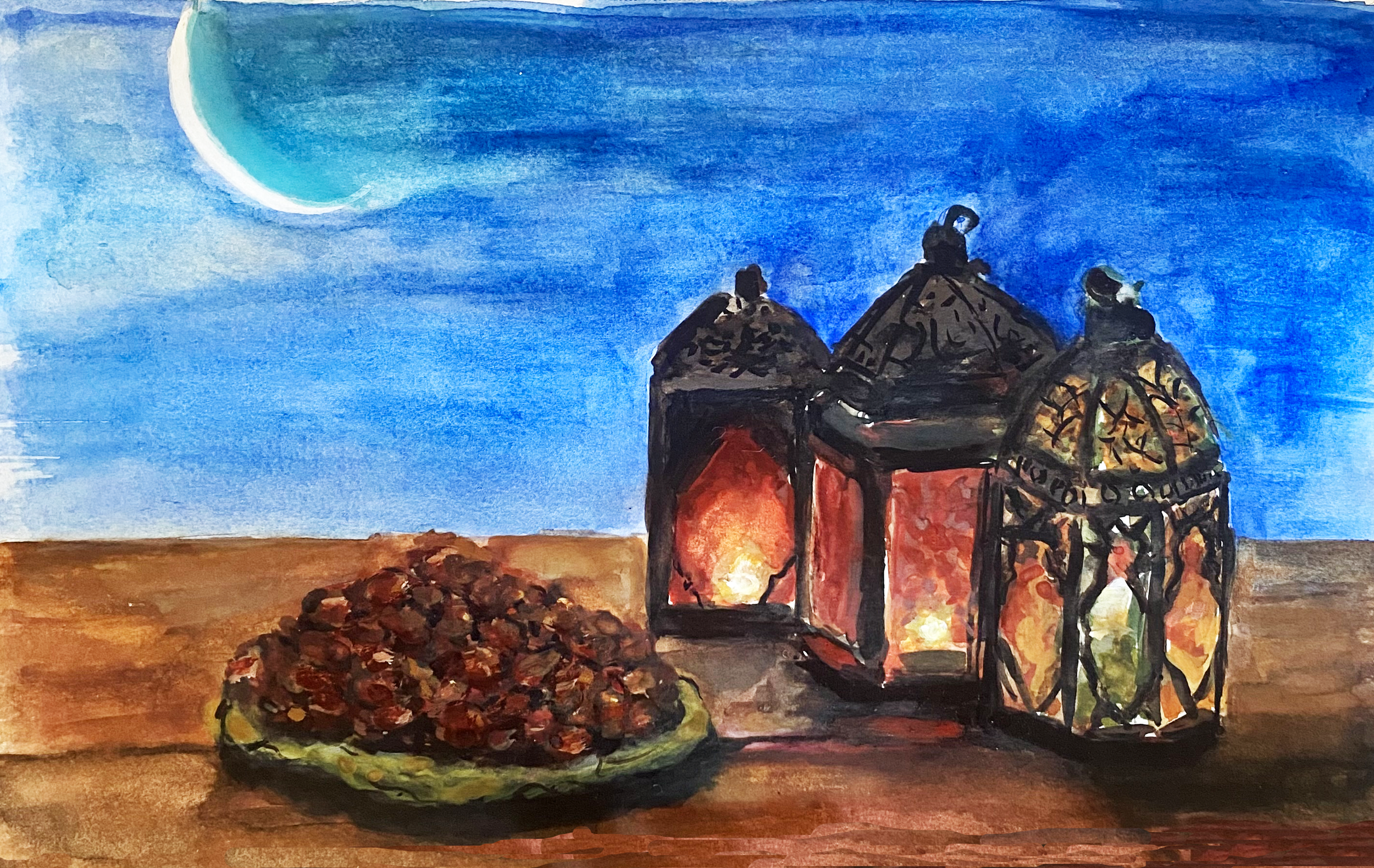 Lanterns with Islamic designs and plate of designs.png