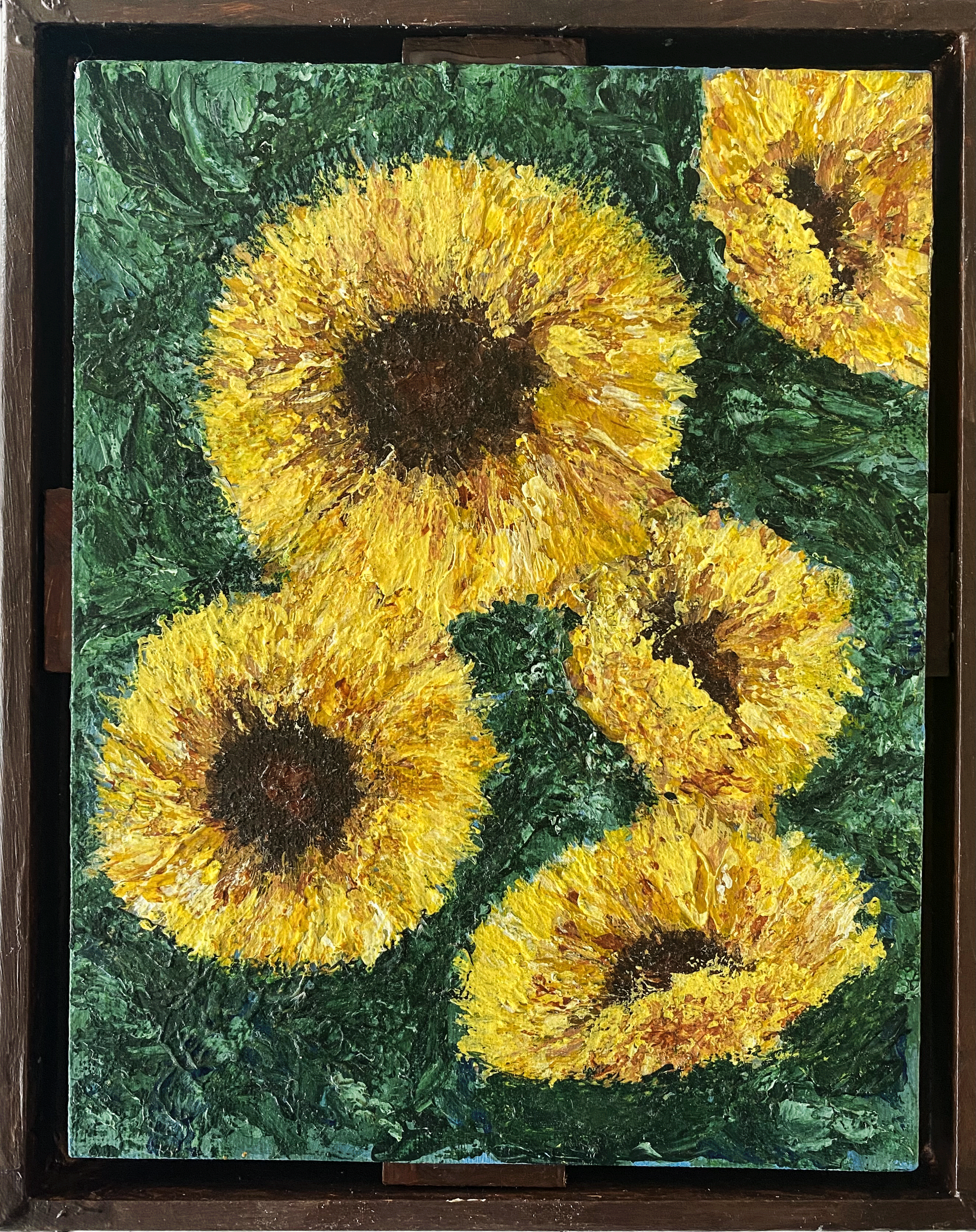 Painting Acrylic on Canvas Original Art Floral Sunflowers "Sunburst" 7" x 9"