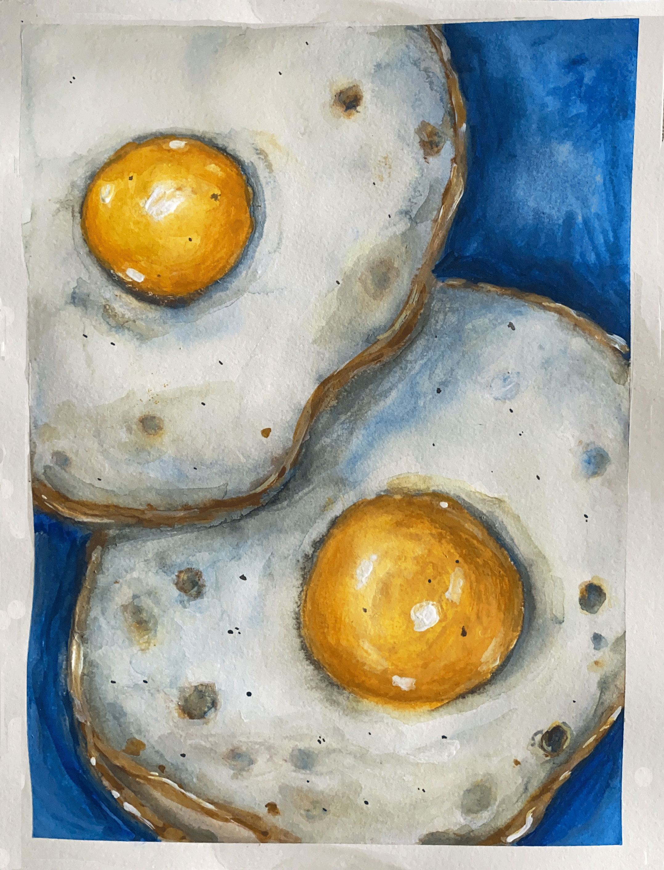 Day 81/365: "Sunny Side Up", wax pastels on watercolor paper, 9x12".