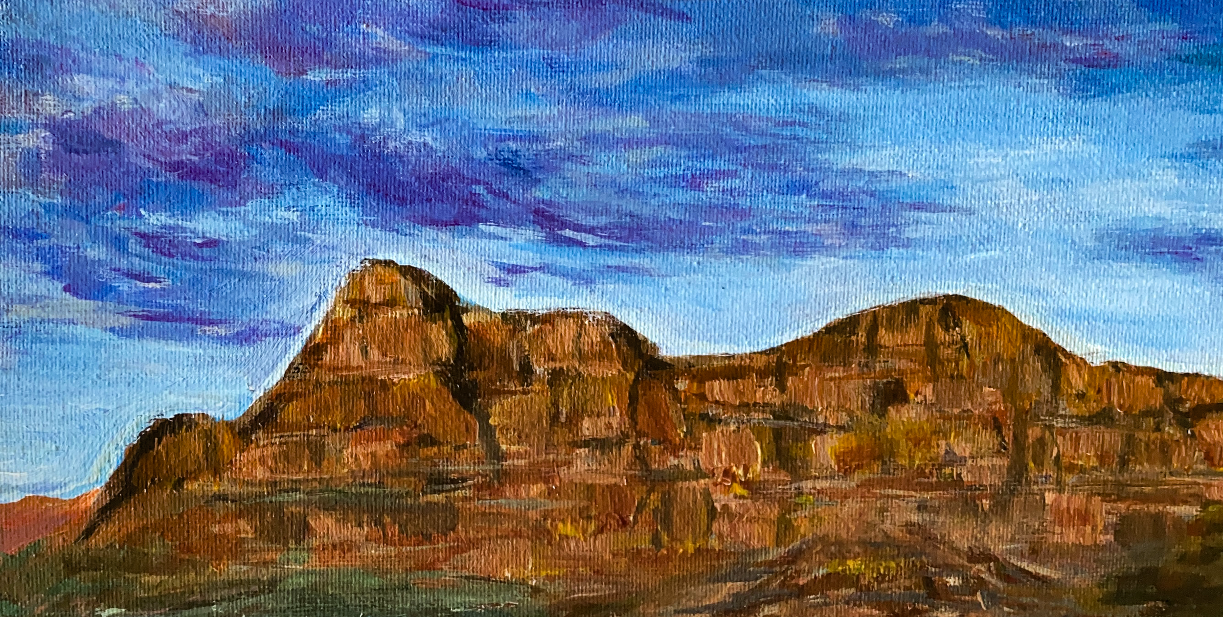 acrylic painting original western desert mountain landscape red rocks sedona arizona