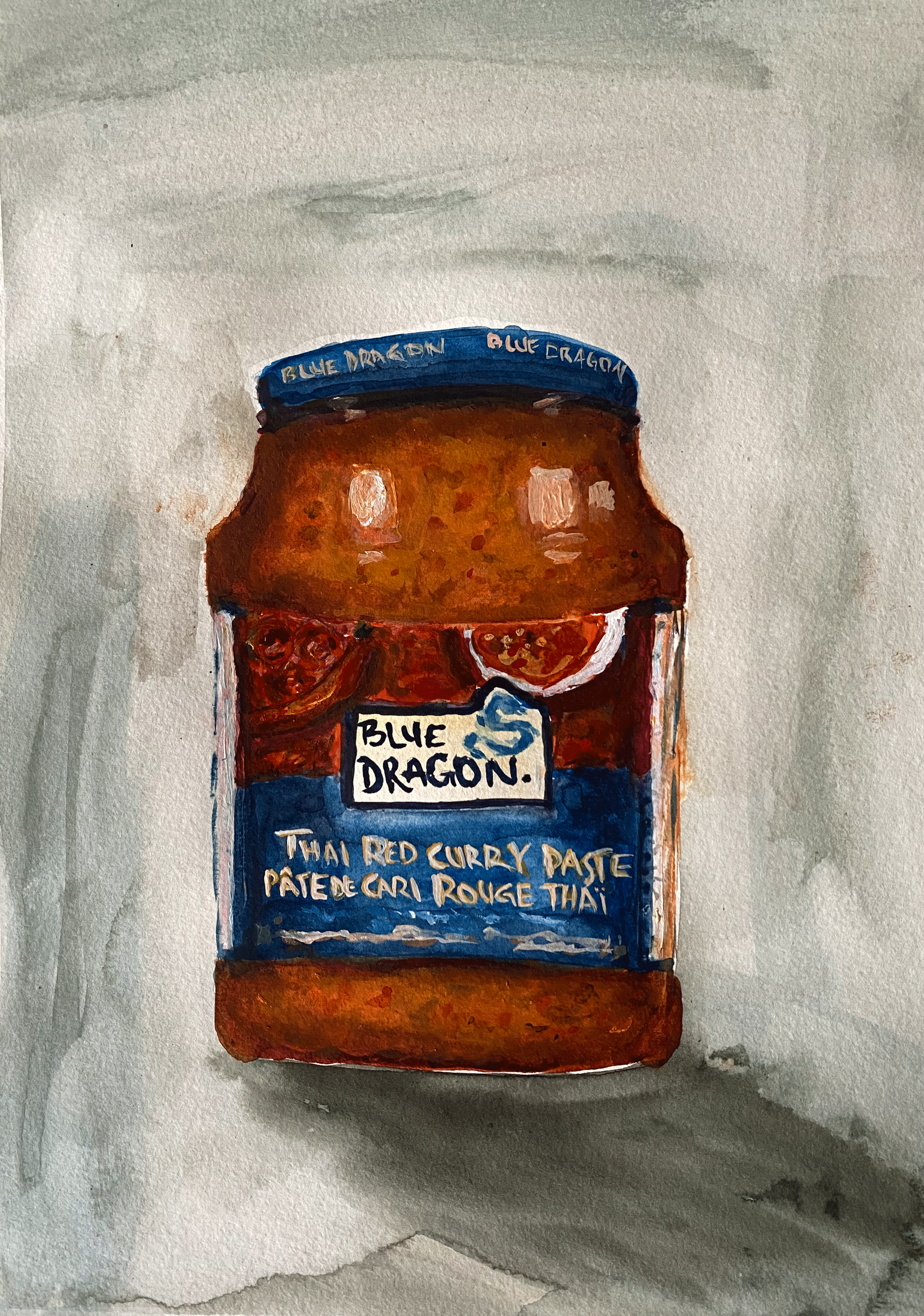 Day 265: "Thai Red Curry Paste", Original Watercolor on Paper, 9x12"