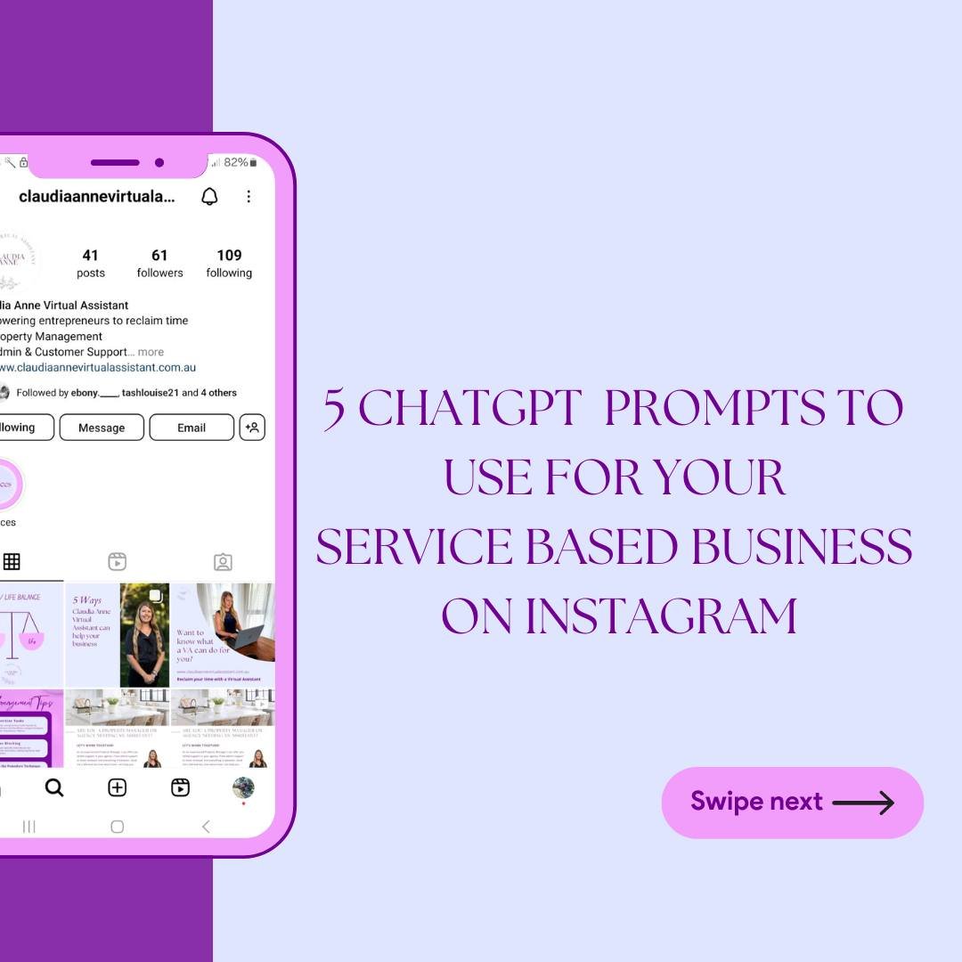 Stuck in a creative rut? Let's spark some inspiration! 🌟 
Dive into the world of endless possibilities with ChatGPT's prompts

#chatgptprompt #socialmediaplanner #virtualassistantaustralia #instagramtips #smallbusinesstips