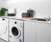 800mm or 2100mm nominal long laundry Cabinet. Upstyle with 20mm thick stone benchtop, laminated cabinetry, top mounted 45L45L stainless steel tub and mixer tapware.
(Colour as per nominated palette)