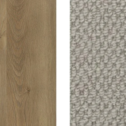   Option 3     Hybrid Prague 6mm thick timber look (230mm wide boards). Matching nosing to staircase     Forest Park Smoke carpet with 7mm foam underlay