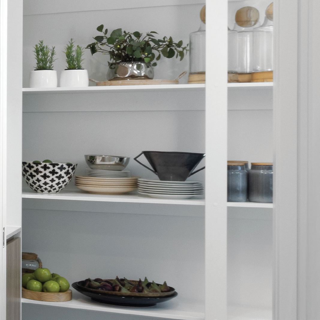   Pantry Shelving    
Four custom site-built melamine shelves for the pantry/walk-in pantry.