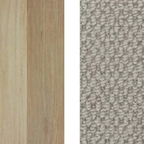   Option 3     Hybrid NSW Blackbutt 6mm thick timber look (230mm wide boards). Matching nosing to staircase     Forest Park Sandstone carpet with 7mm foam underlay